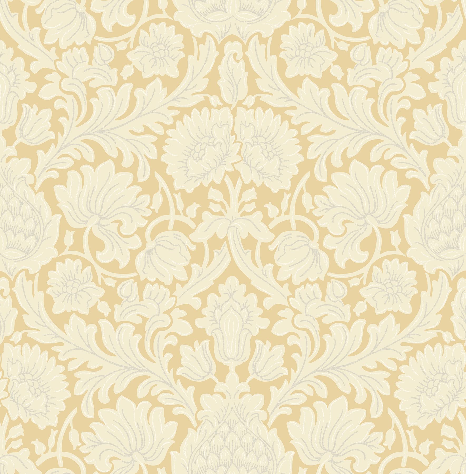 Brewster Home Fashions Bamburg Mustard Floral Wallpaper - Peel and Stick Removable Wallpaper for Bedroom, Living Room, Nursery Decor