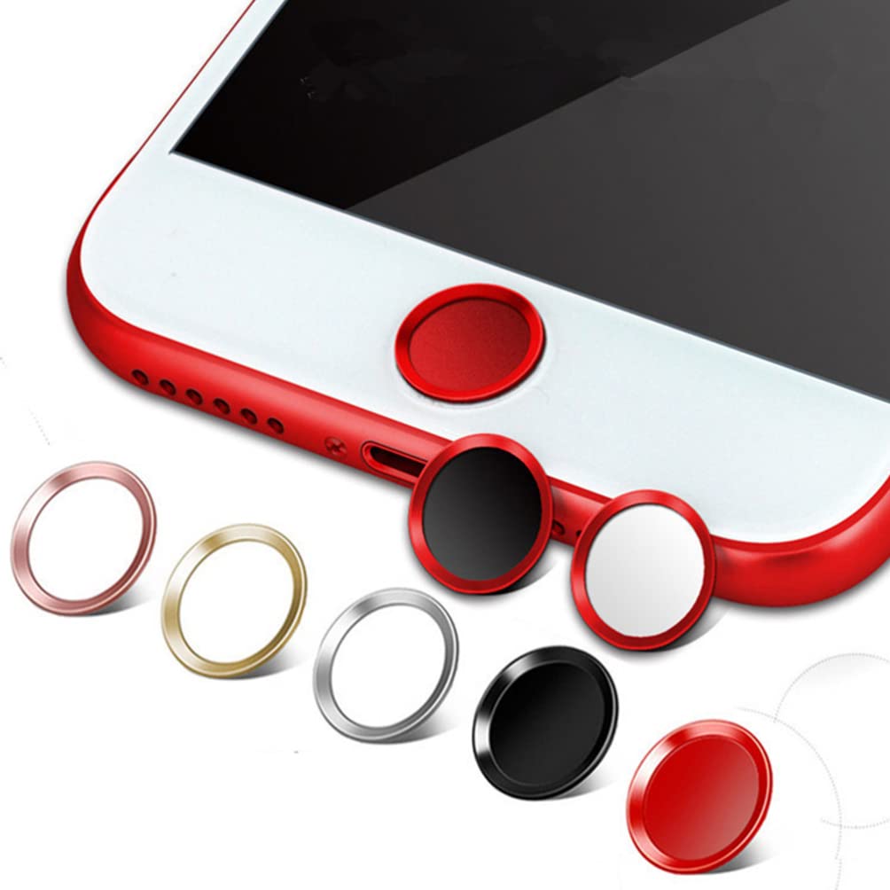 Mikikit Universal Phone Home Button Stickers - White with Rose Metal Finish | Compatible with Most Smartphones for Fingerprint Recognition | Perfect for Screen Protection & Stylish Phone Customization