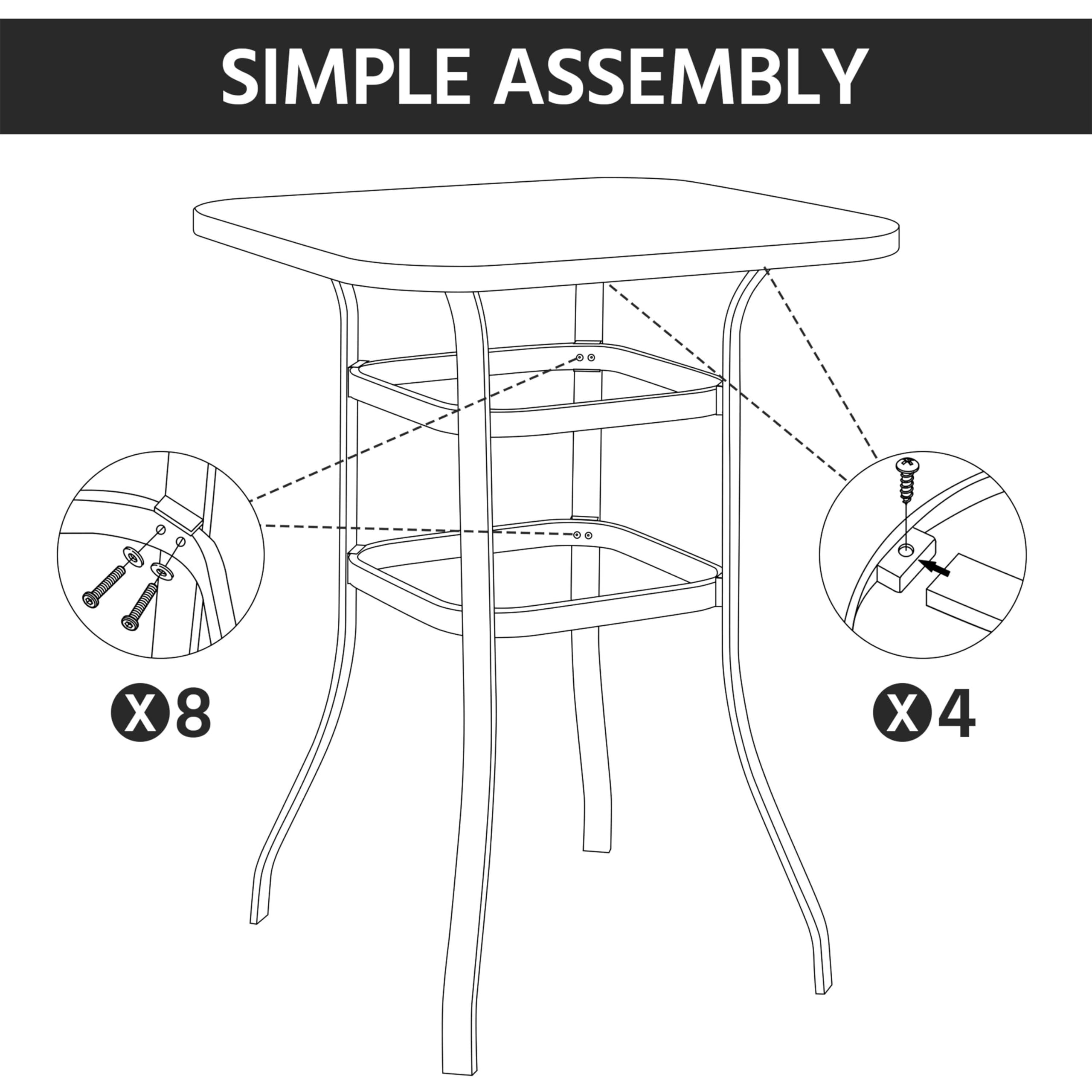 Yaheetech 36 Inch Outdoor Patio Bar Table - Square High Top Dining Table with Tempered Glass Top & Sturdy Iron Frame for Indoor/Outdoor Use - Perfect for Backyard, Garden, Poolside or Bistro Setting (Brown)