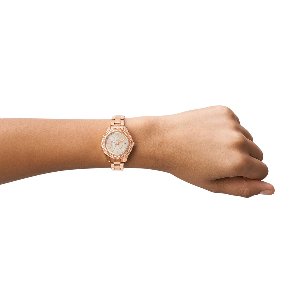Fossil ES5136 Mini Stella Stone Set Rose Gold-Tone Watch for Women - Elegant & Stylish Accessory for Everyday Wear, Office & Special Occasions