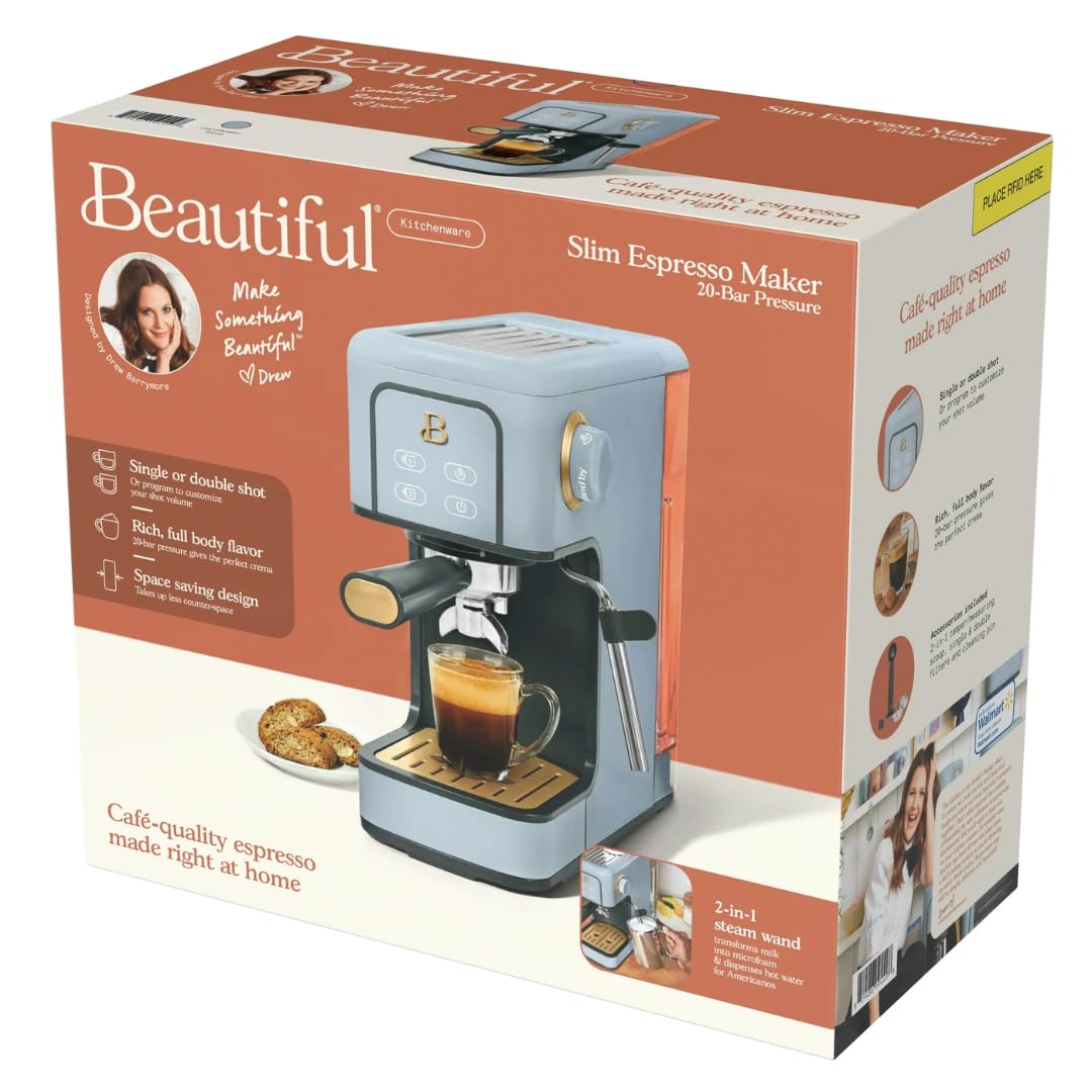 Premium 20-Bar Pressure Espresso Machine - Compact Stainless Steel Coffee Maker with Rapid Heating & Milk Frother (Cornflower Blue) for Home Baristas & Office Coffee Stations