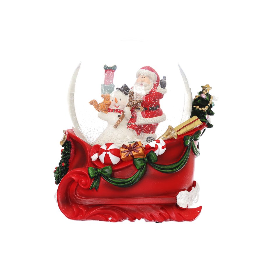 MARKS Snow Globe Music Box with Santa Claus & Snowman - 4oz (1137g) | Christmas Decoration, Holiday Gift, Home & Office Decor