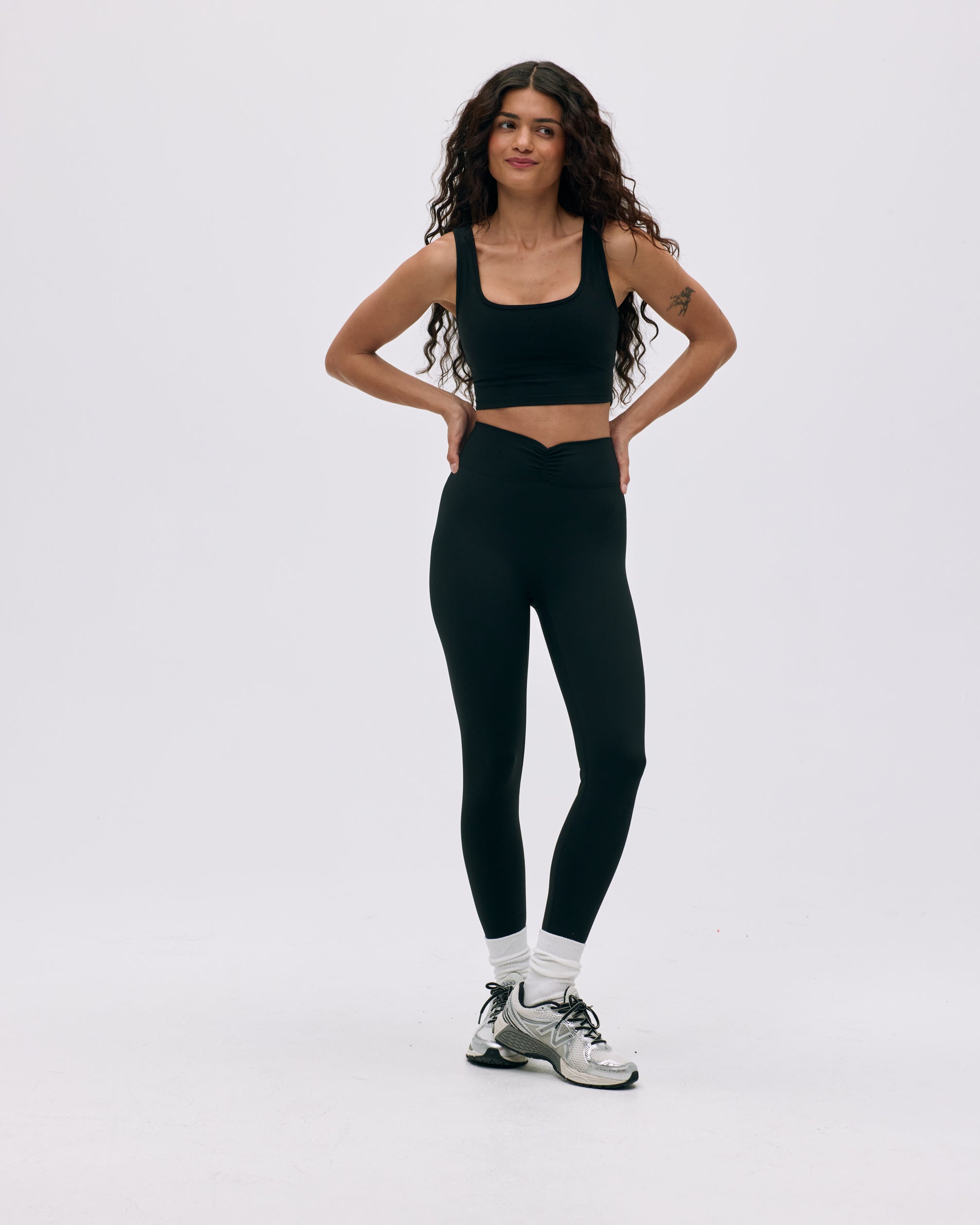 Ultimate Ruched Front Leggings for Women - High Waist Black Yoga Pants - Perfect for Workout, Running & Lounge Wear