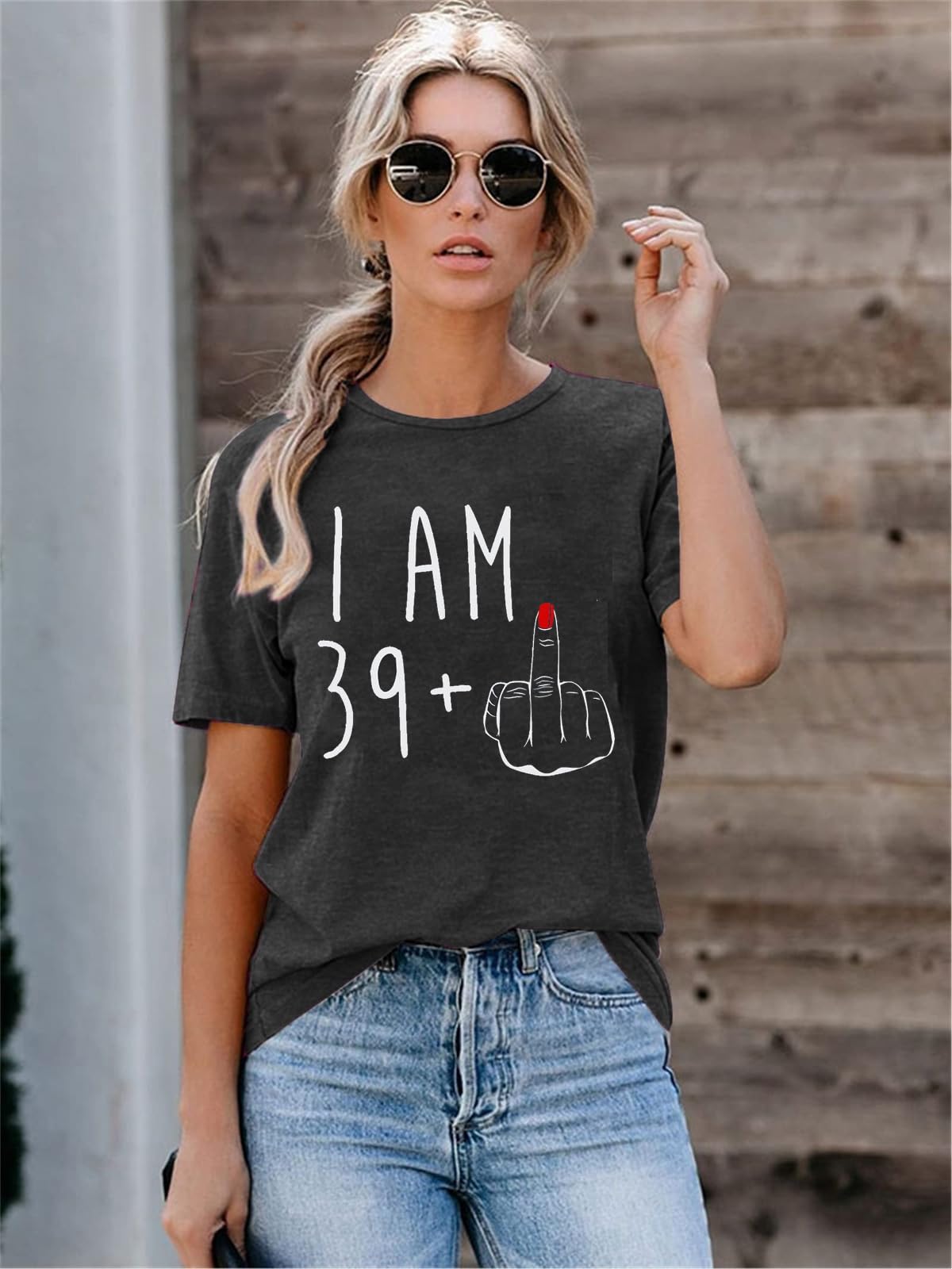 40th Birthday Shirts for Women - Funny 40 Year Old Birthday Gift T-Shirt with Letter Print - Casual Short Sleeve Tee Tops for Party, Celebration & Everyday Wear