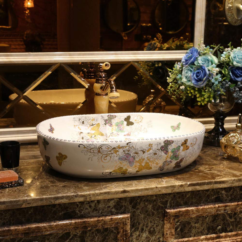 LEFEDA Oval Ceramic Vessel Sink - Countertop Bathroom Basin with Modern Design | Premium Porcelain Washbasin for Vanity & Powder Room | Perfect for Contemporary Bathroom Decor