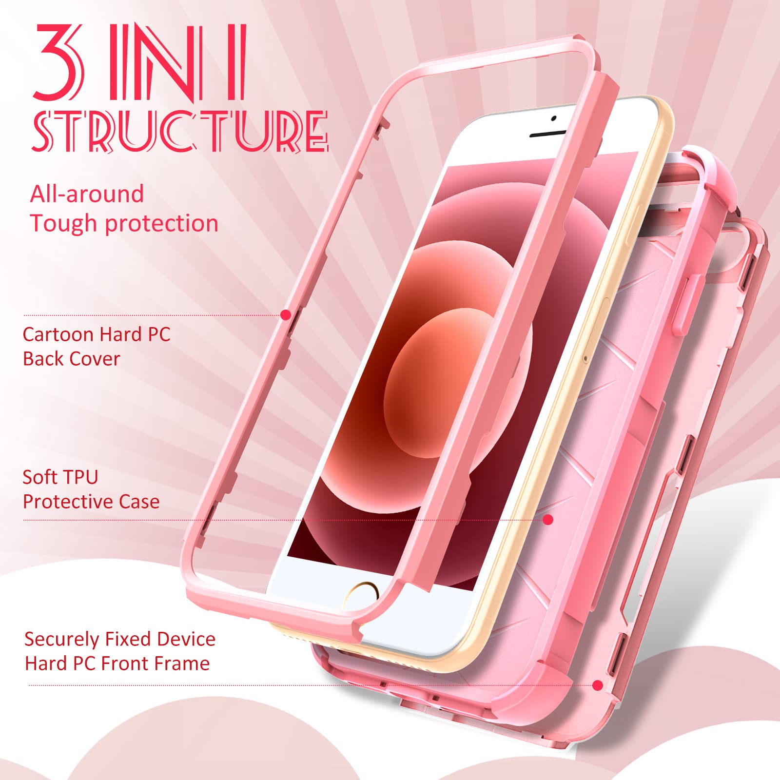 Premium Heavy Duty Protective Case for iPhone SE 2020/2022/3rd Gen & iPhone 8/7 - Cute Strawberry Design Hard Cover for Women, Men, Girls & Boys - Perfect for Daily Use, Travel & Outdoor Activities