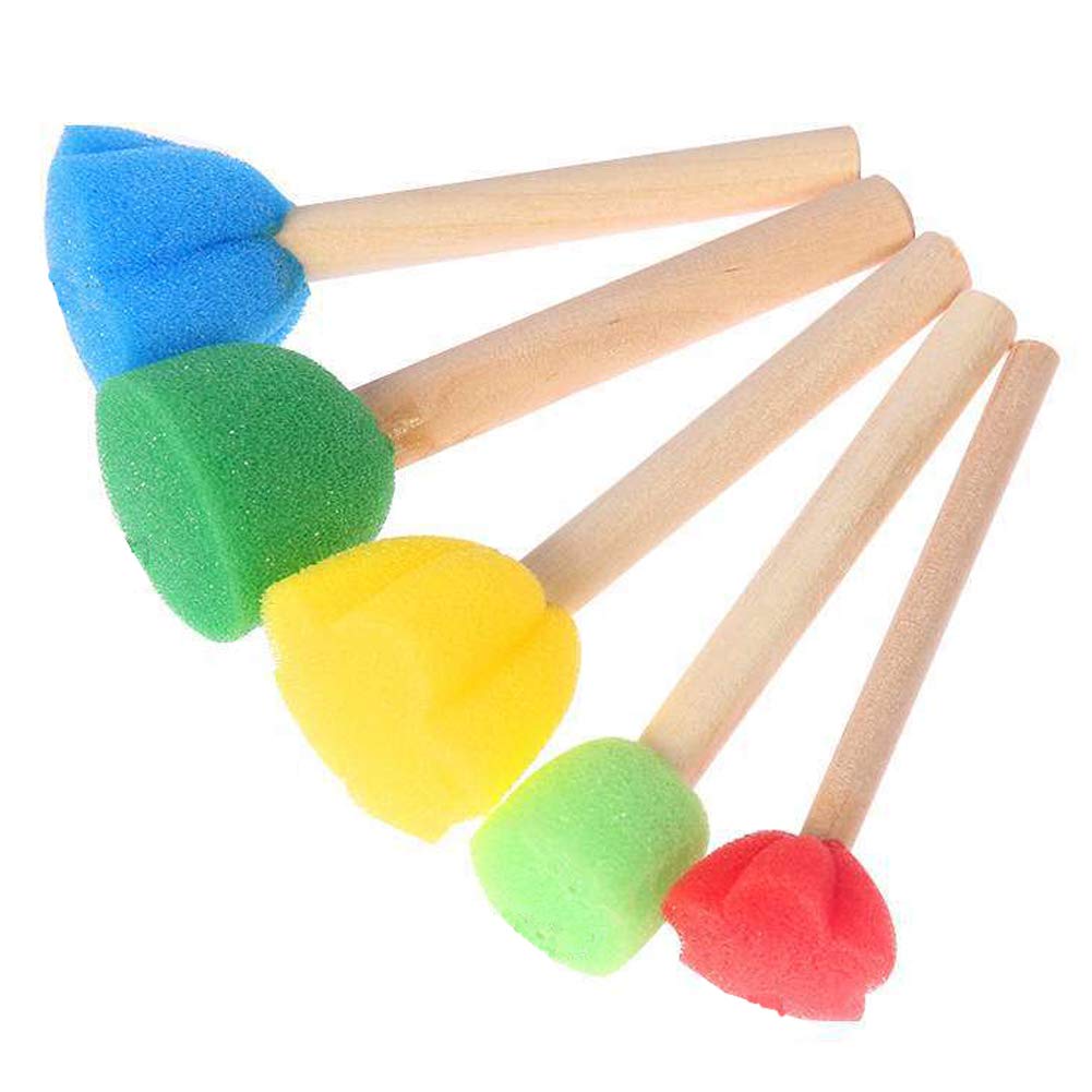 20-Piece Foam Paint Brush Set with Wooden Handles - 5 Sizes & Multicolor Sponge Brushes for Arts, Crafts, Stenciling & DIY Painting Projects - Perfect for Canvas, Walls, Furniture & Kids' Art Activities