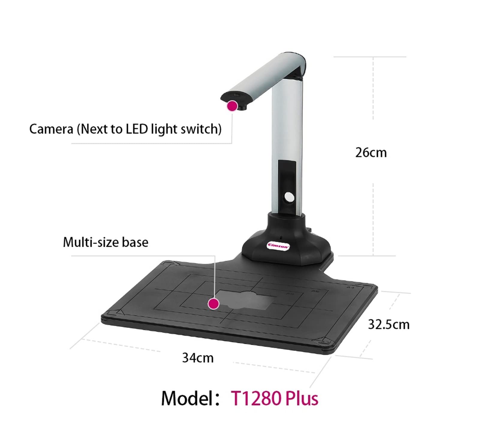 Carner T1280 Plus Book Document Scanner - 12MP HD A4 Size with English Software for Office & School | Perfect for Digitizing Books, Documents, and Archiving