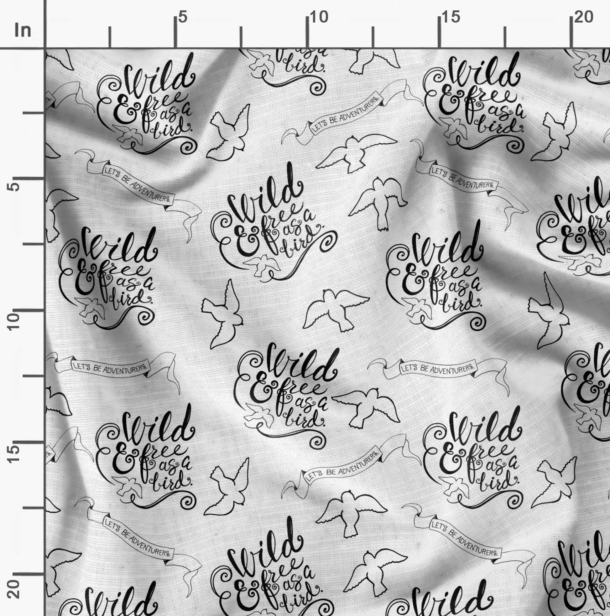 Soimoi Moss Georgette White Fabric by The Yard - 42 Inch Wide Textured Bird Tribal Print Fabric for DIY Dresses, Curtains & Home Decor - Lightweight Flowy Material for Sewing Projects & Bohemian Fashion