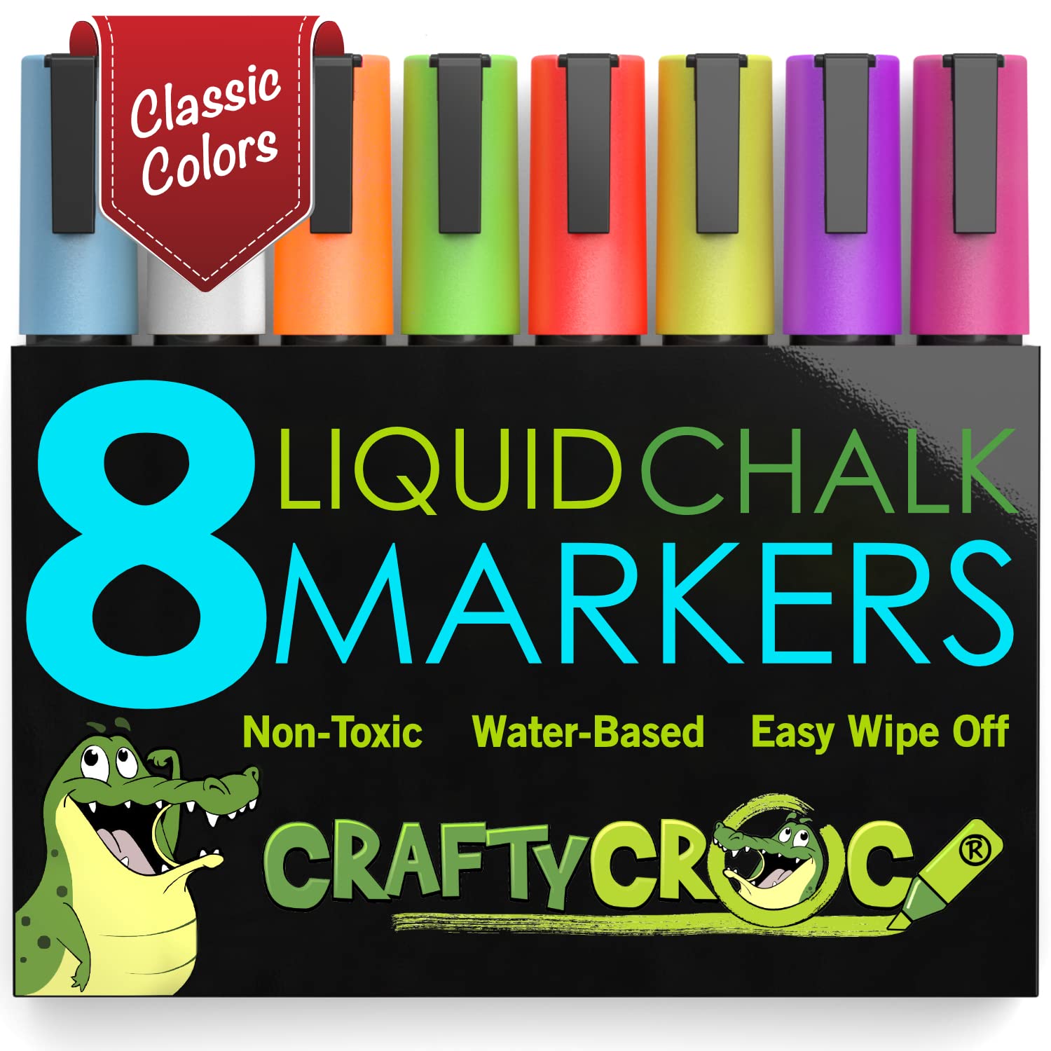 **8 Pack Neon Liquid Chalk Markers - Dry Erase & Wet Erase Pens for Blackboard, Chalkboard, Glass, Windows & Mirrors - Vibrant Colors for Teachers, Restaurants & DIY Home Decor**