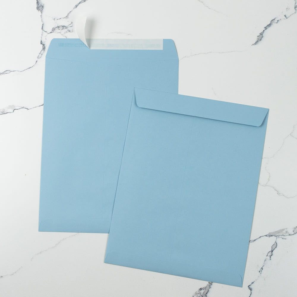 LUXPaper 10 x 13 Open End Envelopes - Self Seal, Baby Blue, 80lb Text Weight, Pack of 250 | Perfect for Wedding Invitations, Business Mailings & Greeting Cards