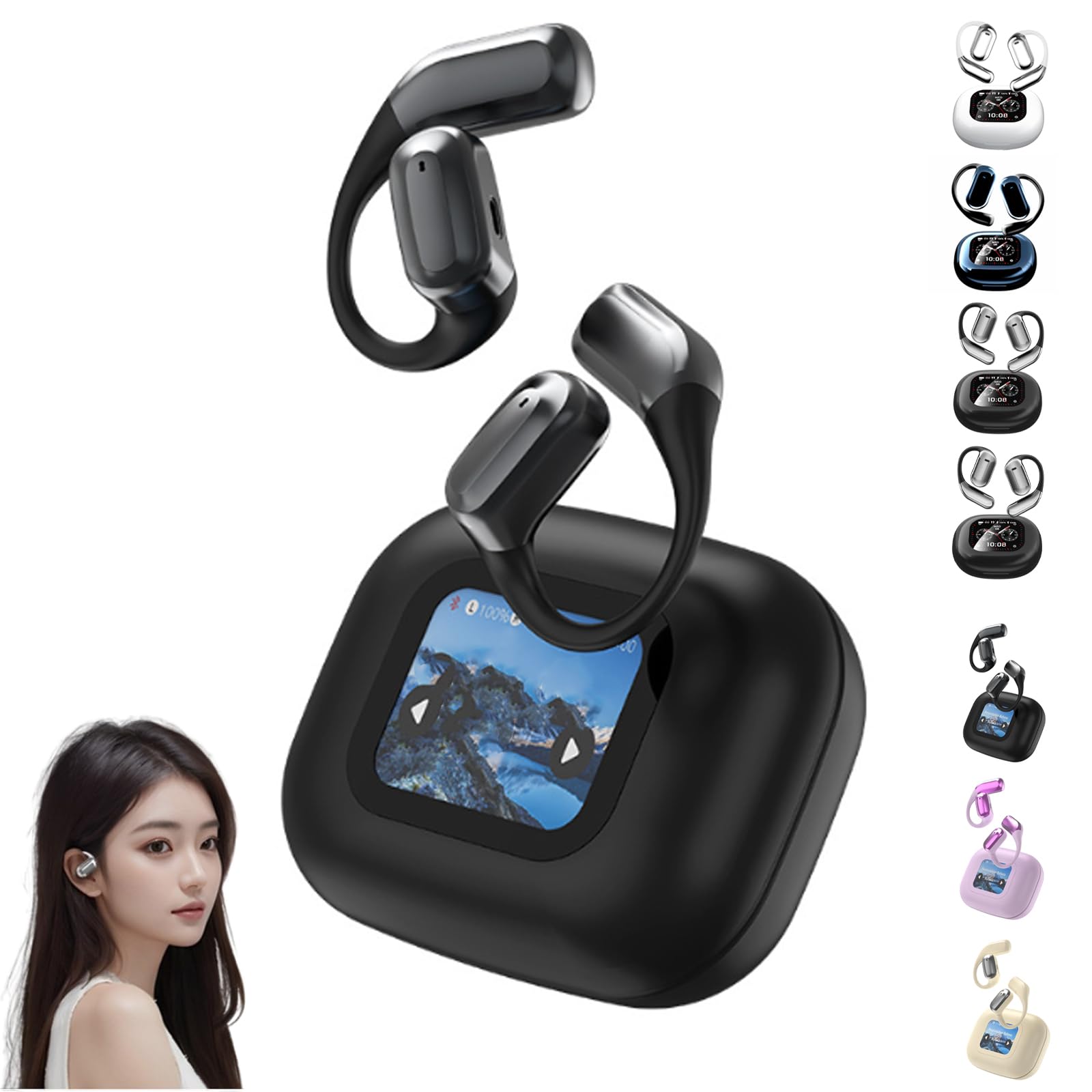 Vylaras AI Translator Earbuds with Real-Time Translation & LED Display - Wireless Bluetooth Earbuds for Travel, Business Meetings & Language Learning (Black)