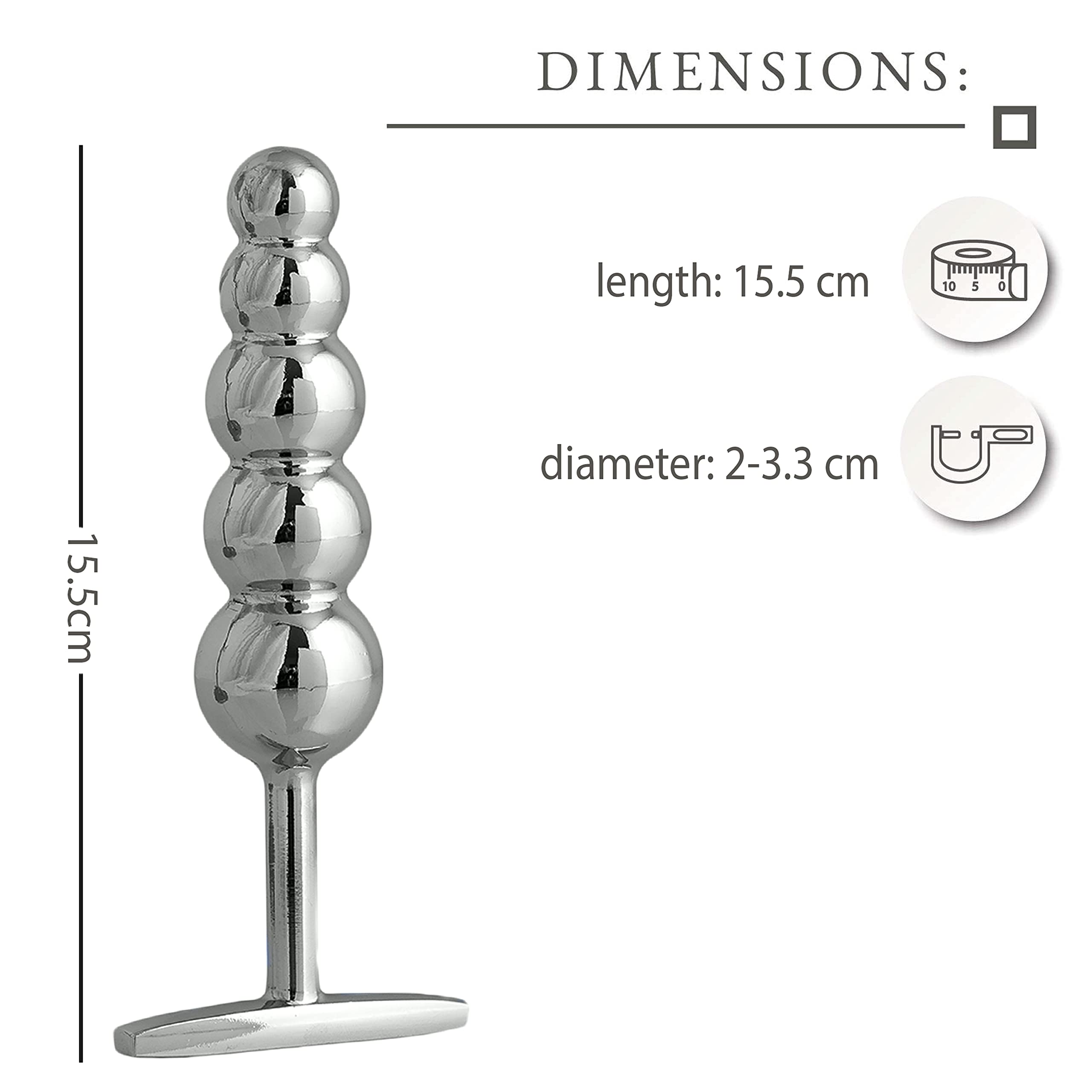 Stainless Steel Anal Plug with 5 Beads - 15cm Length & 2-3.3cm Diameter - Unisex Beginner Sex Toy for Men & Women - Temperature Sensitive (Hot/Cold) - Perfect for Solo Play, Couples & BDSM Exploration