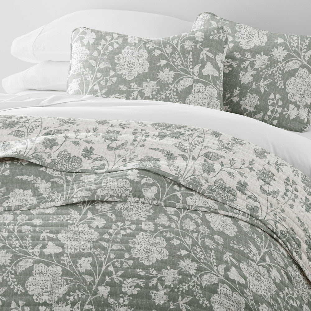 Reversible Quilted Coverlet Set with Textured Floral Design - Perfect for Bedroom Decor, Guest Room, and Cozy Home Styling