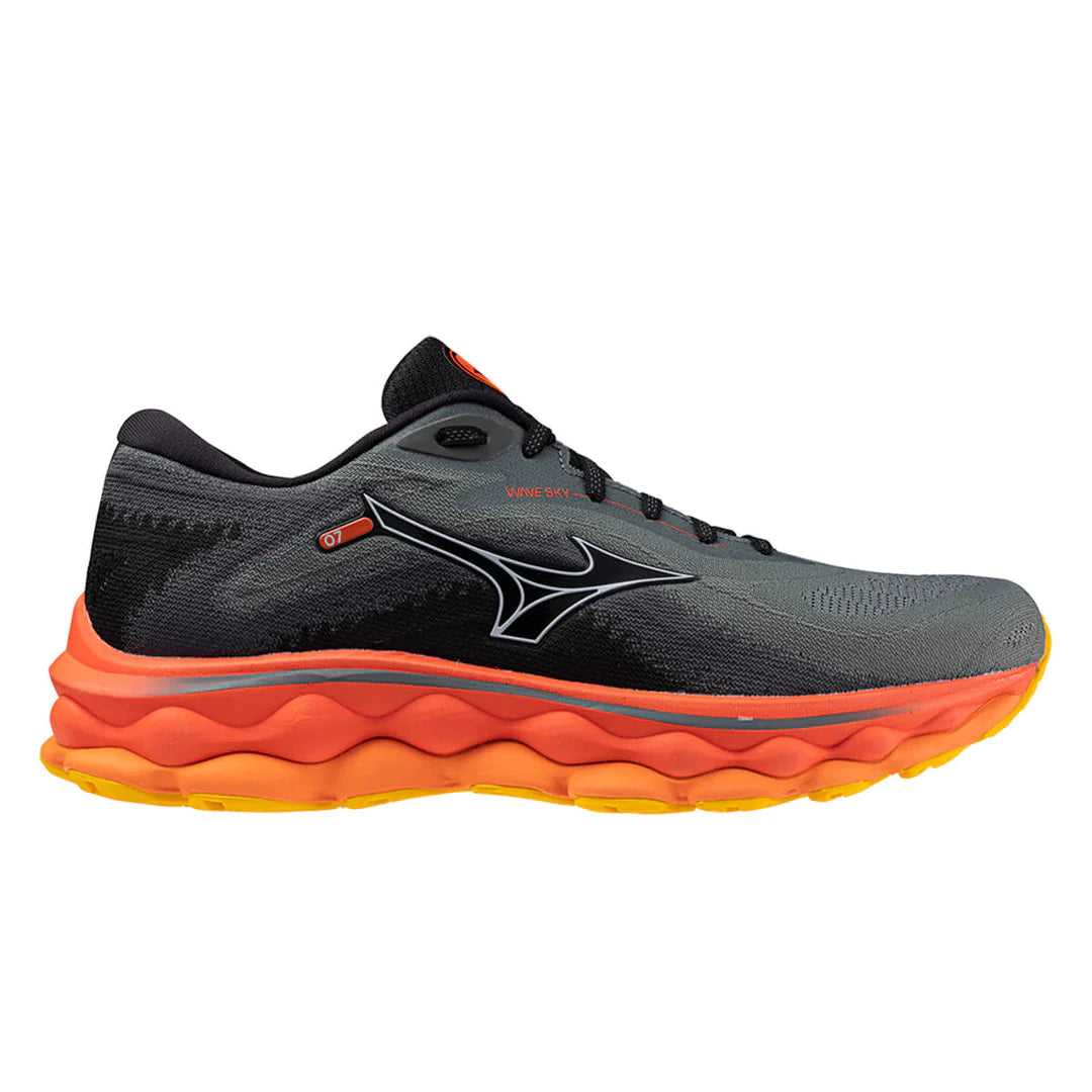 Mizuno Wave Sky 7 2E Running Shoes for Men - Turbulence/Nickel/Hot Coral - Cushioned Support for Long Distance & Marathon Training