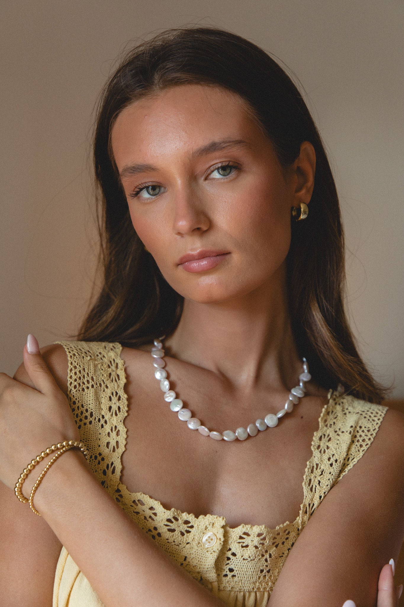OSC x SOLAÍ Coin Pearl Necklace - Elegant Women's Jewelry Gift for Birthday, Anniversary & Special Occasions | Perfect for Weddings, Parties & Everyday Wear