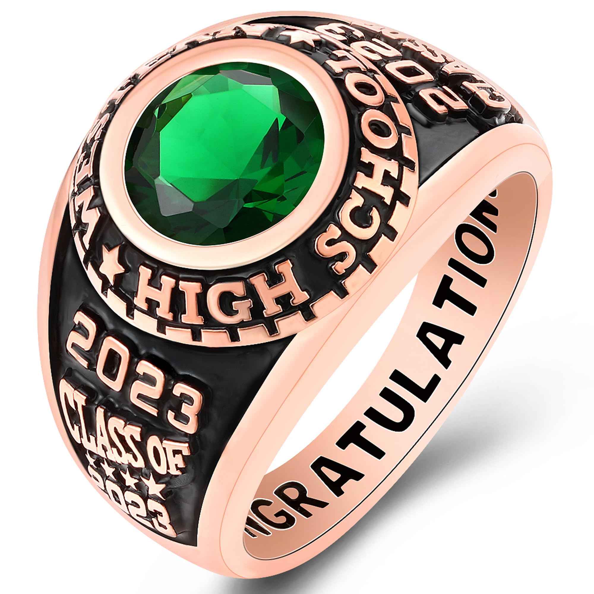 Custom Personalized Class Rings for Men & Women - Gold Plated & Sterling Silver High School & College Rings - Size 5-15 - Perfect for Graduation Gifts, Alumni Pride & Special Occasions
