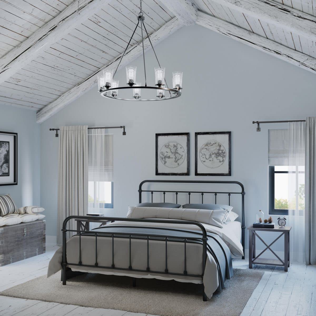 9-Light Farmhouse Chandelier in Graphite - Rustic Ceiling Lighting Fixture for Dining Room, Kitchen Island & Bedroom | Debut Collection