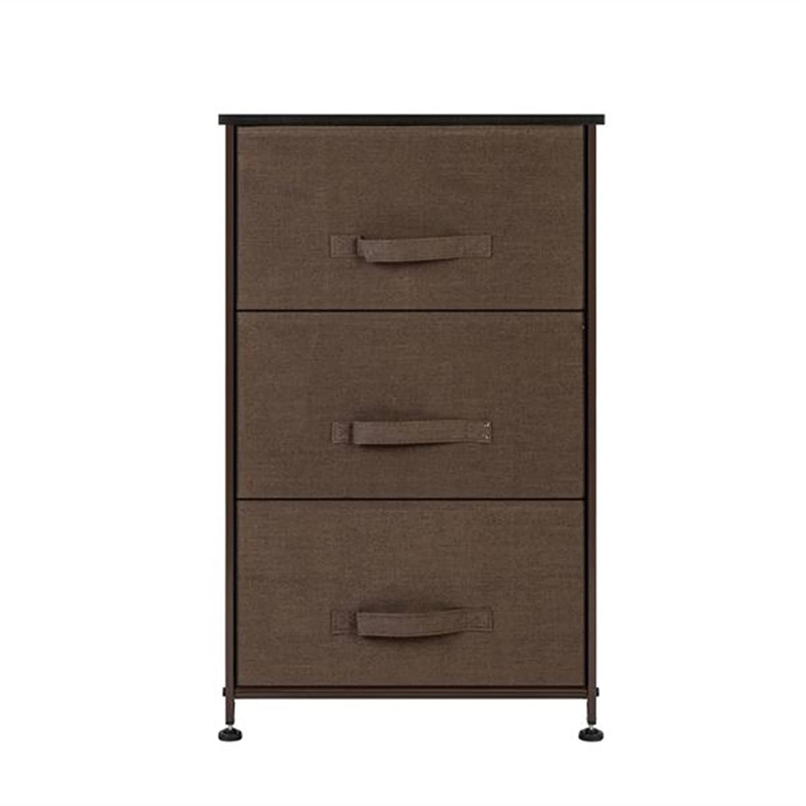 3-Tier Fabric Drawer Dresser with Wooden Top - for Closet, Nursery & Dorm Storage