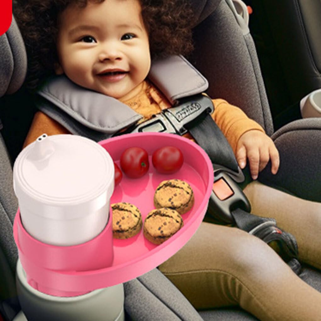 2-Pack Car Seat Cup Holder & Snack Tray - ABS Travel Tray for Strollers & Car Seats - Secure Snacks & Drinks On-The-Go - Perfect for Road Trips, Baby Strolls & Family Travel