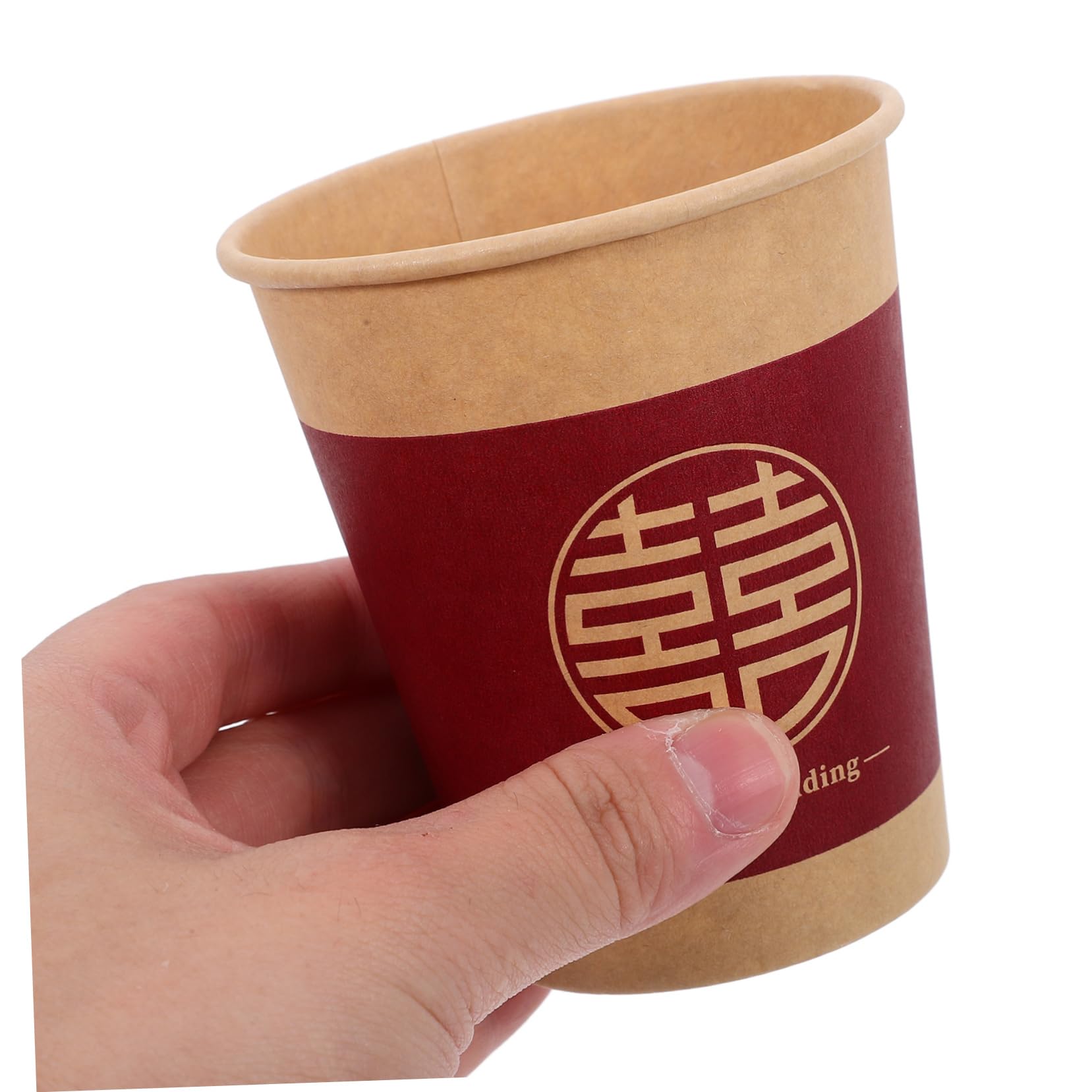 ULTECHNOVO 100 Pcs Happy Wedding Paper Cups - Double Wall Disposable Red Party Cups for Wedding, Holiday & Celebration (Xi Design) - Perfect for Bridal Showers, Receptions & Festive Gatherings