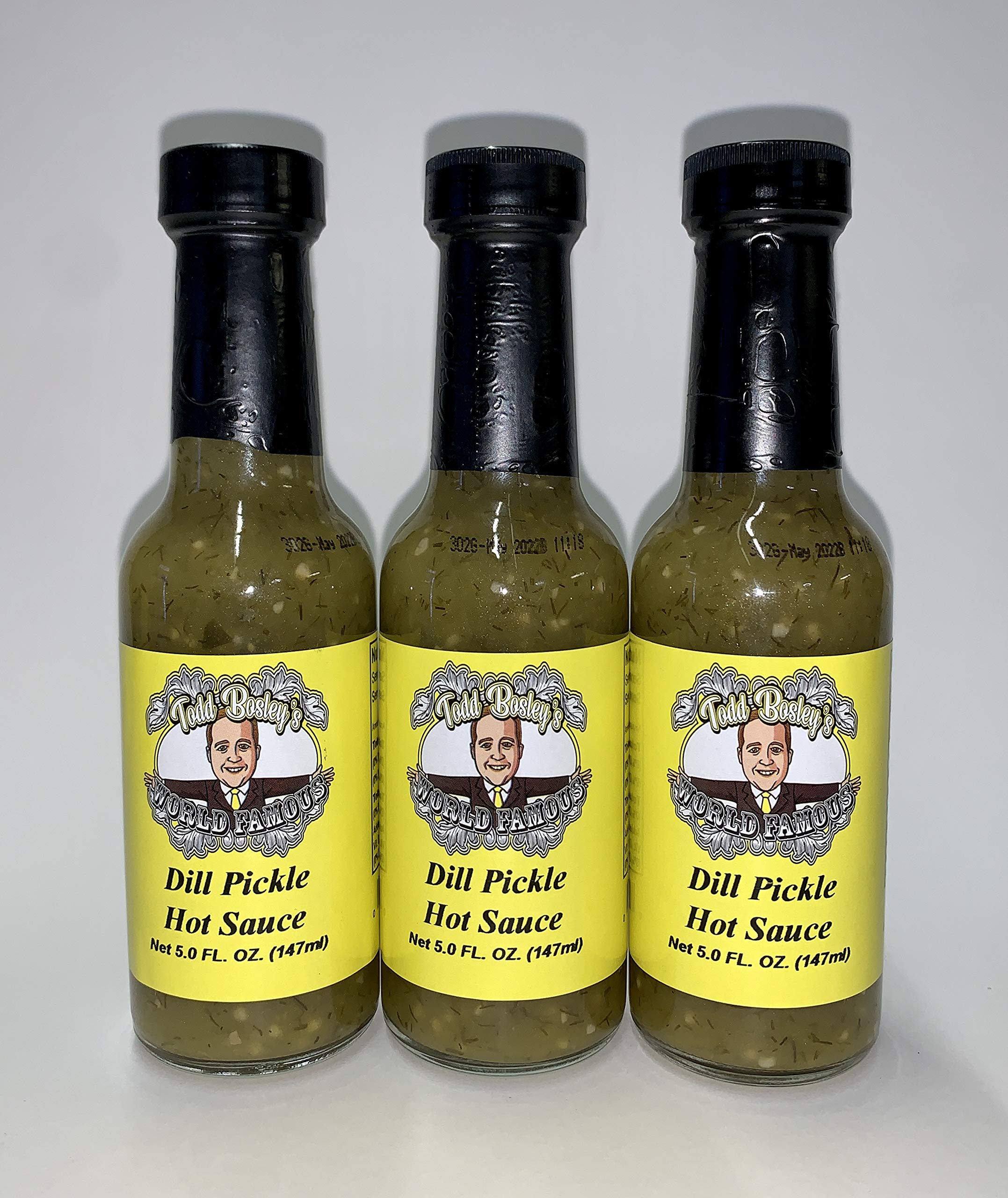 Todd Bosley's World Famous Dill Pickle Hot Sauce - 3 Pack Bottles - Spicy Pickle Flavor for Burgers, Tacos, Wings & Snacks - Gourmet Hot Sauce Gift Set