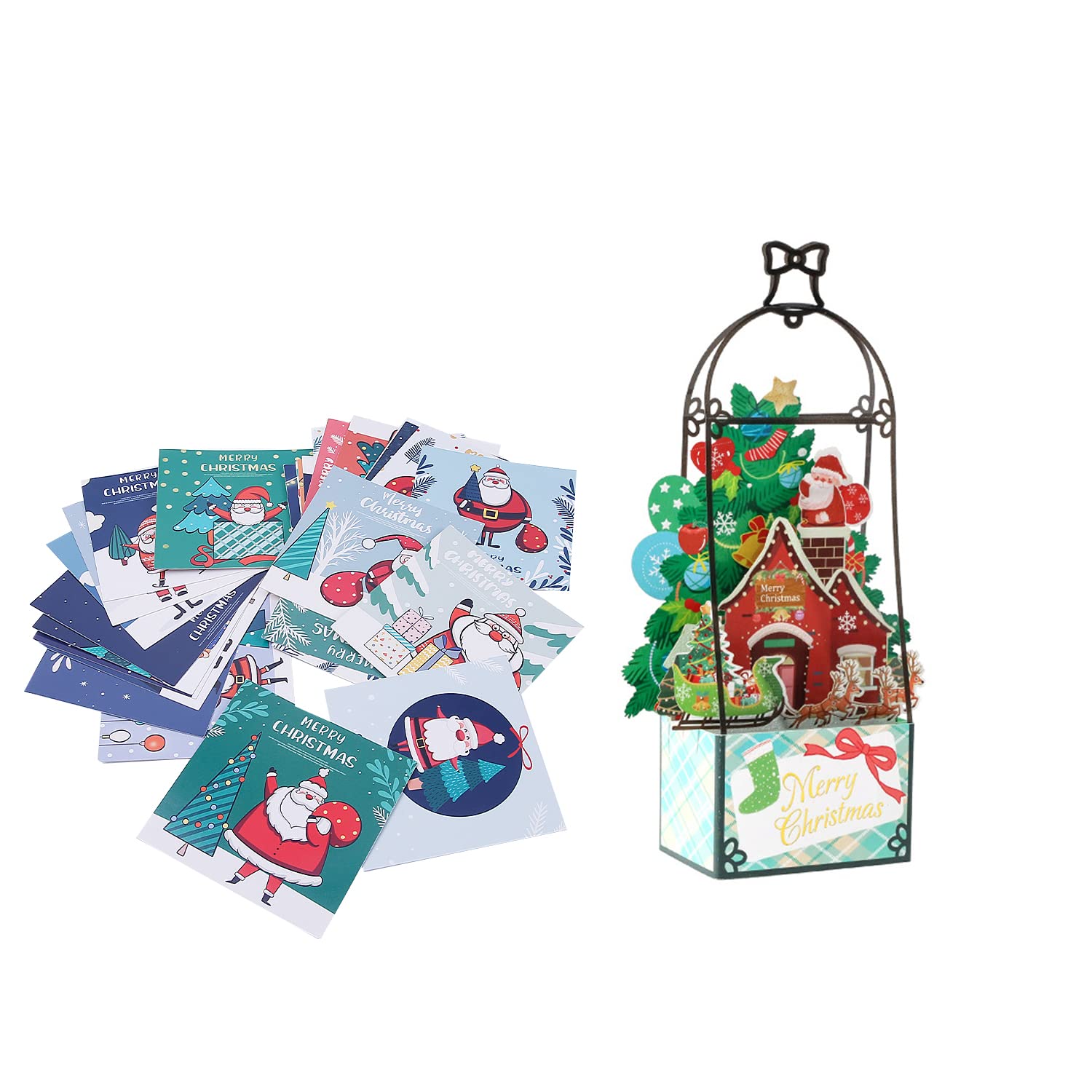 31 Pcs Christmas Cards Set with Envelopes - 3D Pop Up Holiday Greeting Cards for Xmas Gifts, Party Invitations & Festive Decorations