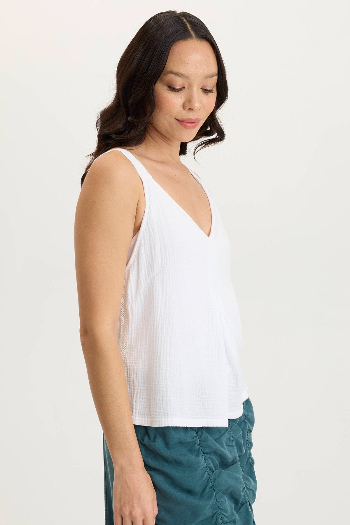 Hedley Women's Box Pleat Tank Top - Soft Gauze & Jersey Blend, Breathable & Comfortable for Summer, Casual Wear, Layering, and Beach Outfits