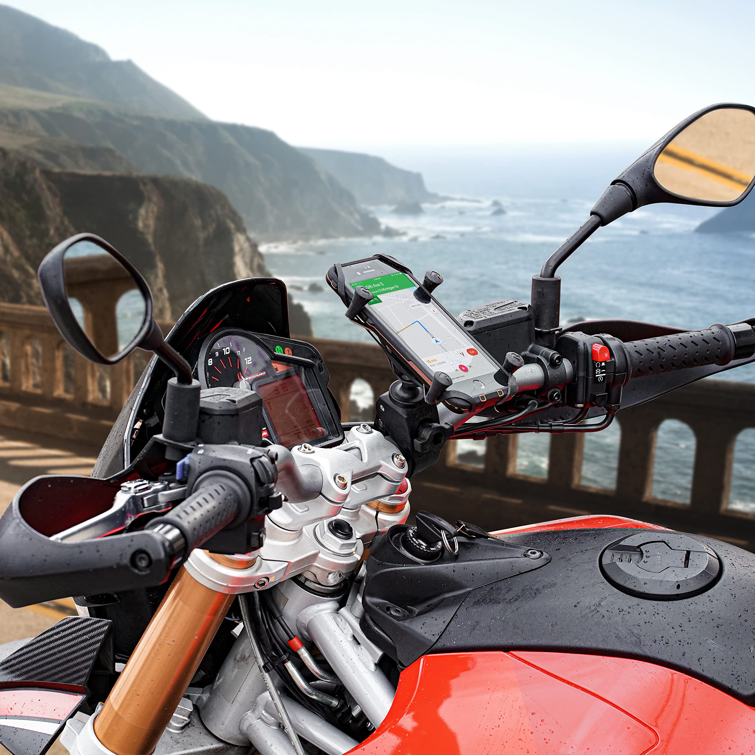 RAM MOUNTS X-Grip Large Phone Mount with RAM Snap-Link Tough-Claw RAM-HOL-UN10-400U, Ideal for Motorcycle, ATV/UTV, and Bike Adventures