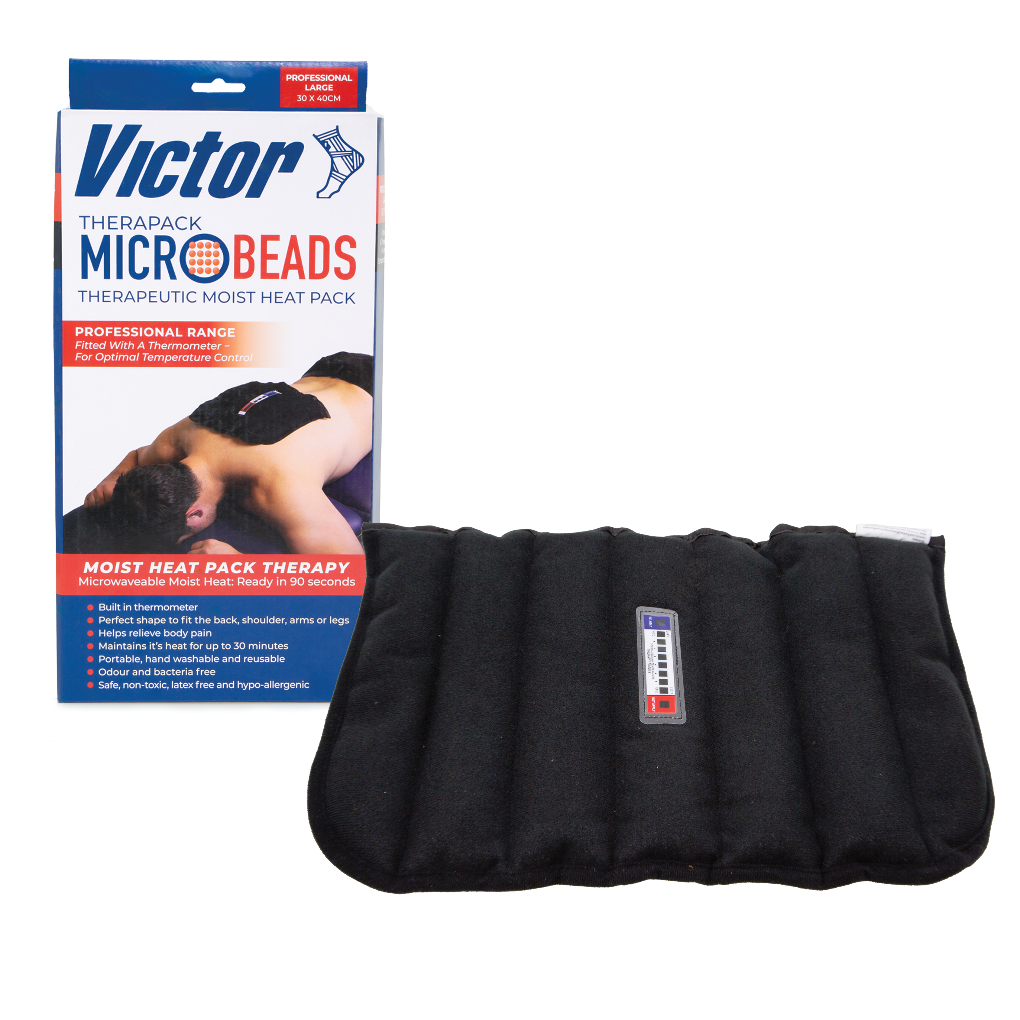 Victor Microbeads Professional Heat Pack - Large Size for Pain Relief, Muscle Soreness & Joint Pain - Microwaveable Heating Pad for Back, Neck, Shoulder - Perfect for Home, Office & Travel Use