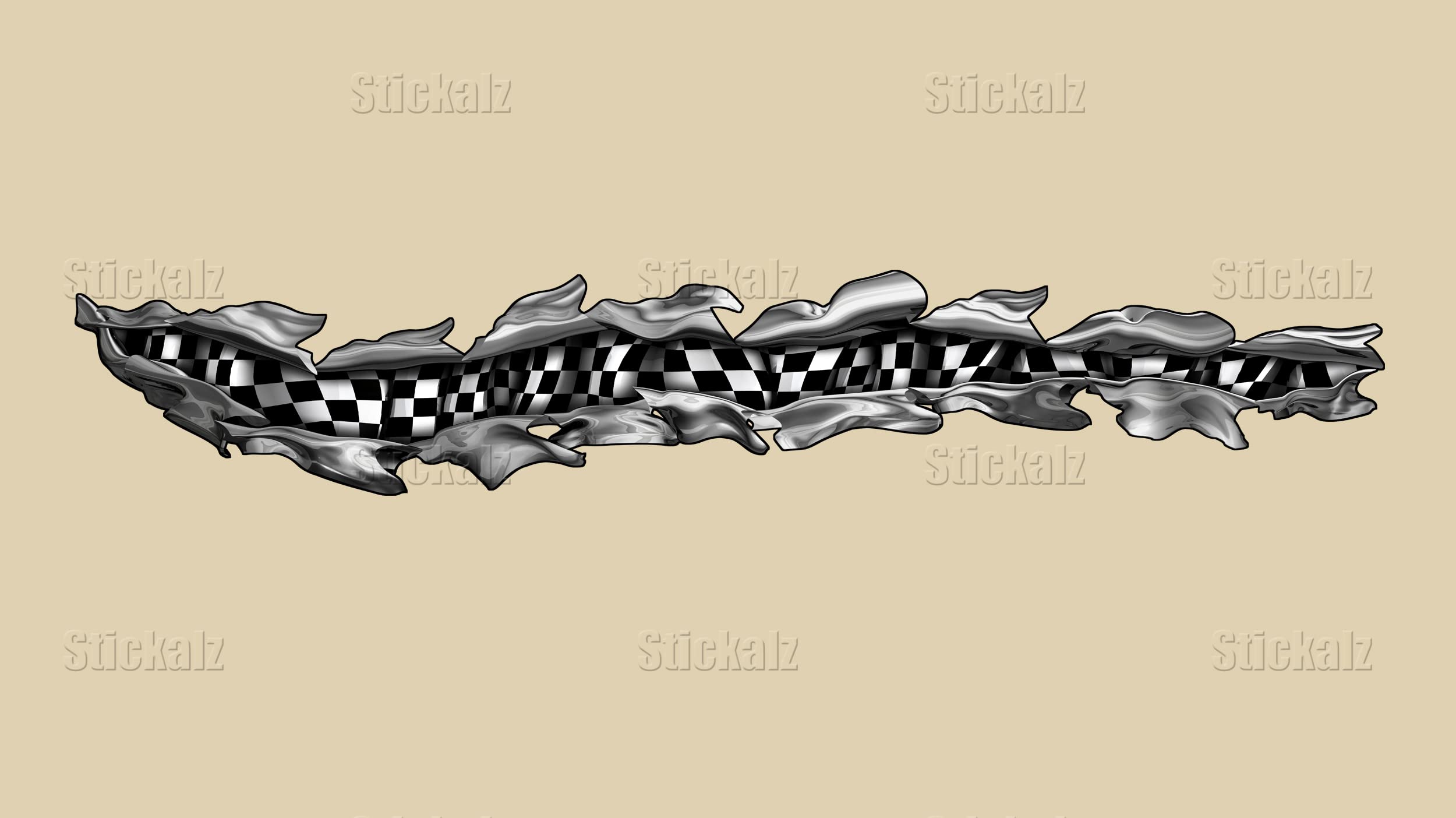 Checkered Flag Ripped Metal Car Decal - Racing Flag Vinyl Wrap for Car Side - Full Color Auto Sticker (20x70) - Perfect for Racing Enthusiasts & Custom Car Designs
