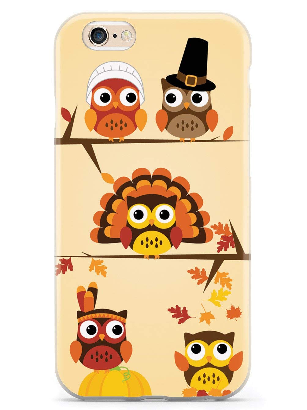 Inspired Cases - Premium 3D Textured Protective Phone Case for Apple iPhone 6 Plus/6s Plus - Thanksgiving Owls Design - Shockproof & Slim Cover - Perfect for Daily Use, Travel & Holiday Gifts