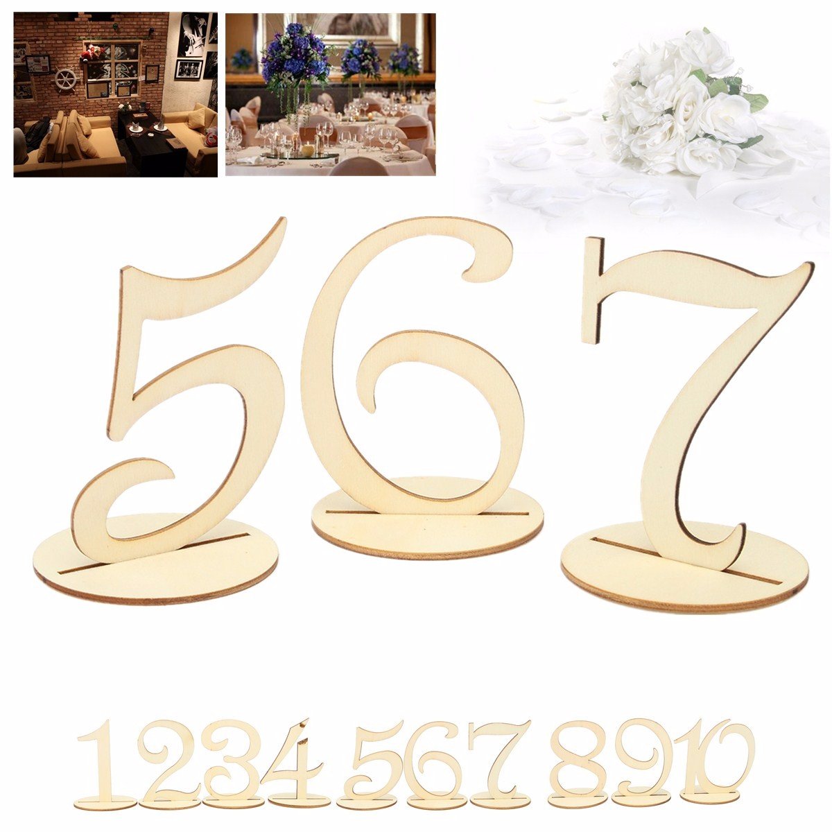 Alinay Wooden Wedding Table Numbers 1-20 - Elegant Rustic Table Decor for Weddings, Parties & Home Events - Perfect for Centerpieces, Reception Tables & Anniversary Celebrations