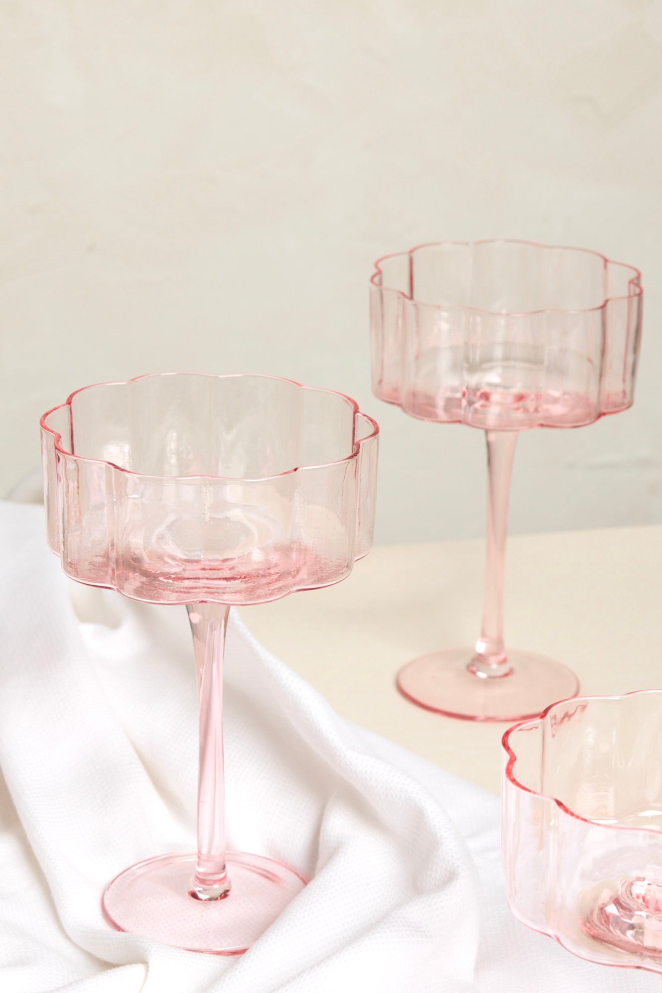 Bloom Wavy Pink Cocktail Glass - Elegant Stemware for Margaritas, Martinis & Champagne - Perfect for Parties, Weddings & Home Bars
