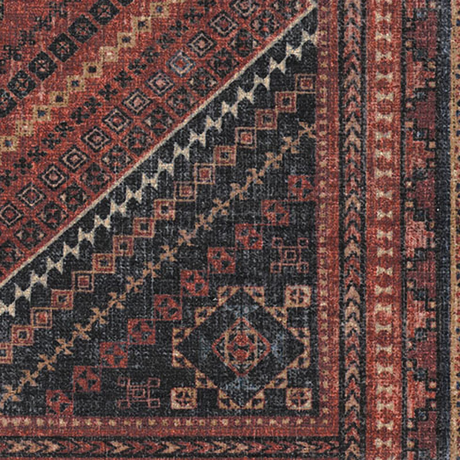 Ruggable Washable 3x5 Area Rug - Kaden Amber Red Vintage Design | Non-Slip Gripper Pad | Premium Washable Rug for Living Room, Bedroom, Kitchen, Office & Classroom | Perfect for High-Traffic Areas & Pet-Friendly Homes