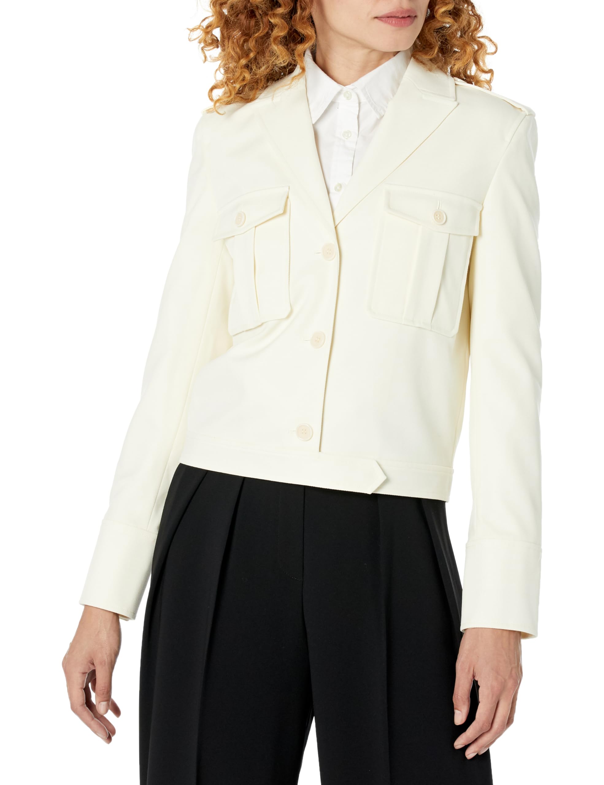 Theory Women's Boxy Military Jacket in Ivory - Stylish Casual Outerwear for Fall & Winter | Perfect for Office, Date Night & Weekend Outings