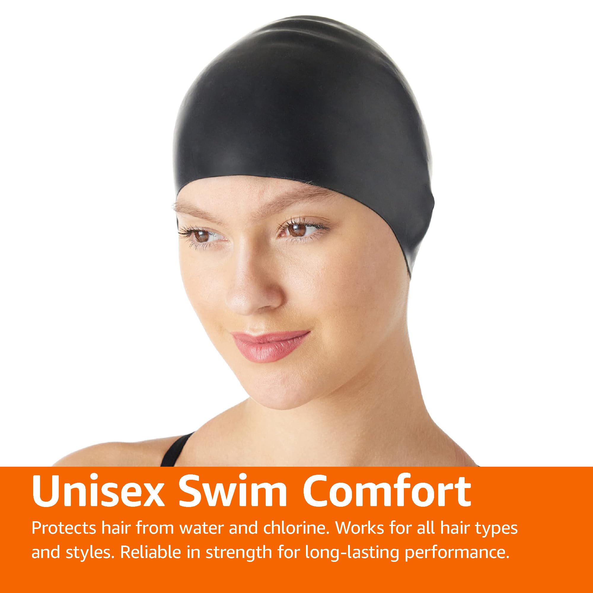 Amazon Basics Silicone Swim Cap for Women & Men - Comfortable, Durable Swimming Cap for Pool, Lap Swimming & Water Aerobics - Great for Competitive Swimmers, Triathletes & Fitness Enthusiasts