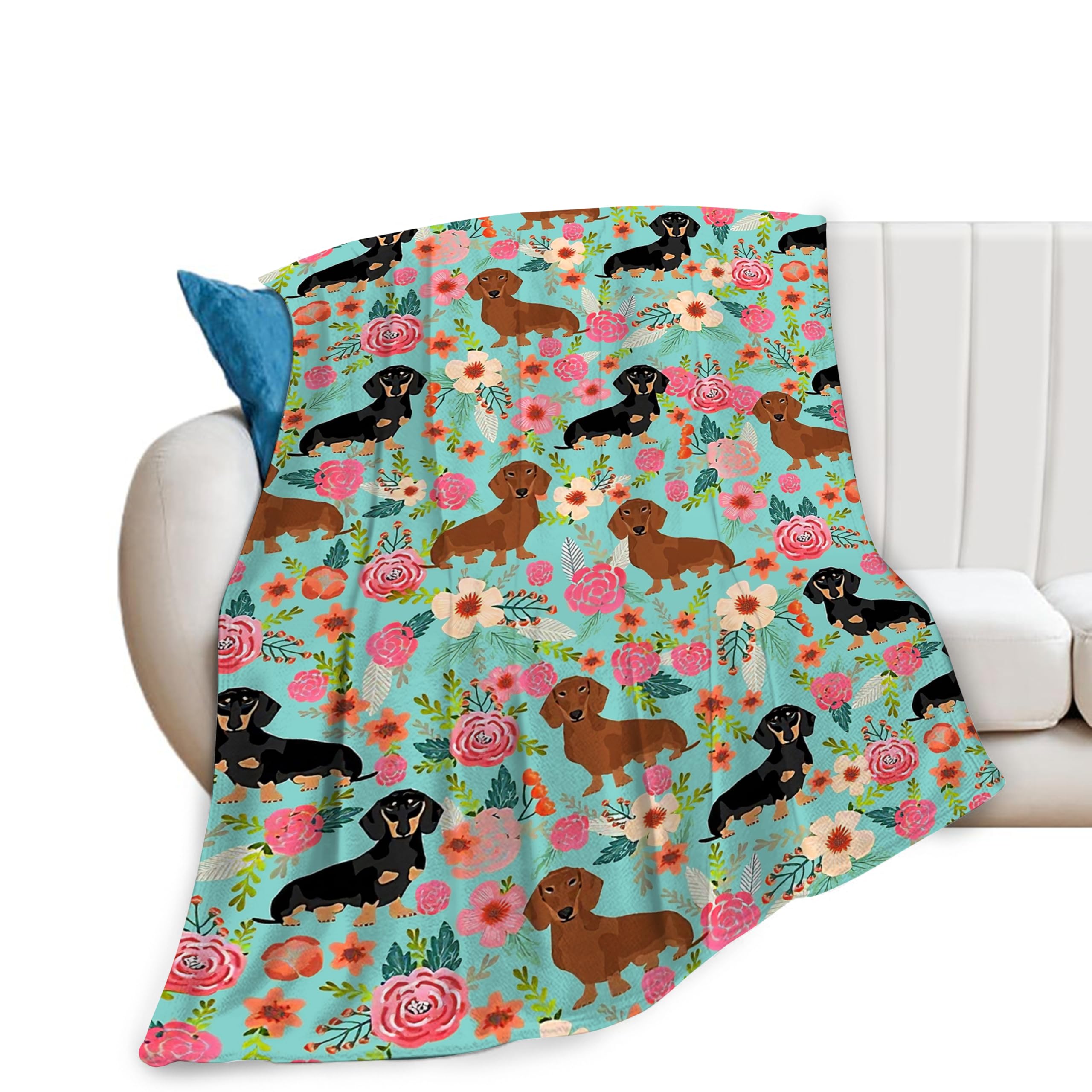 Cute Dachshund Blanket - Soft Plush Fleece Throw for Sofa & Bed - 40