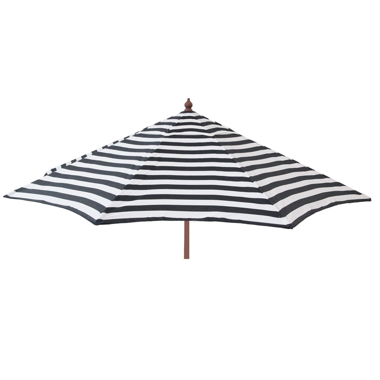 Kipsun 9ft Tilt Italian Market Umbrella - Outdoor Patio Canopy Sun Shade for Garden, Poolside & Backyard - Waterproof & UV Protection - Black & White Stripes