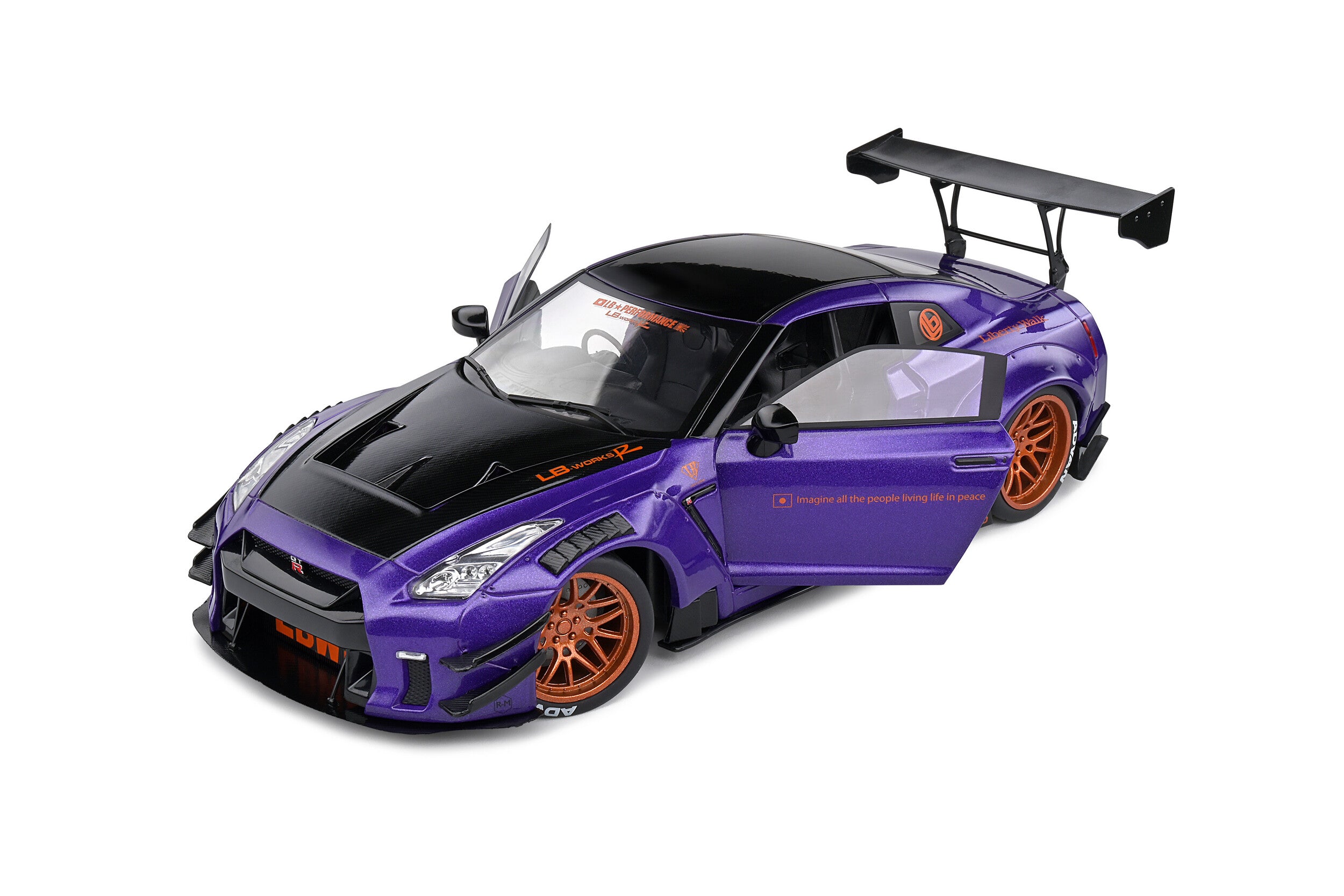 1:18 Scale Nissan GT-R Liberty Walk 2.0 Edition 2022 Purplezilla Model Car - Collectible Die-Cast Vehicle for Display & Racing Enthusiasts (Perfect for Home Decor, Office Display & Car Collection Showcase)