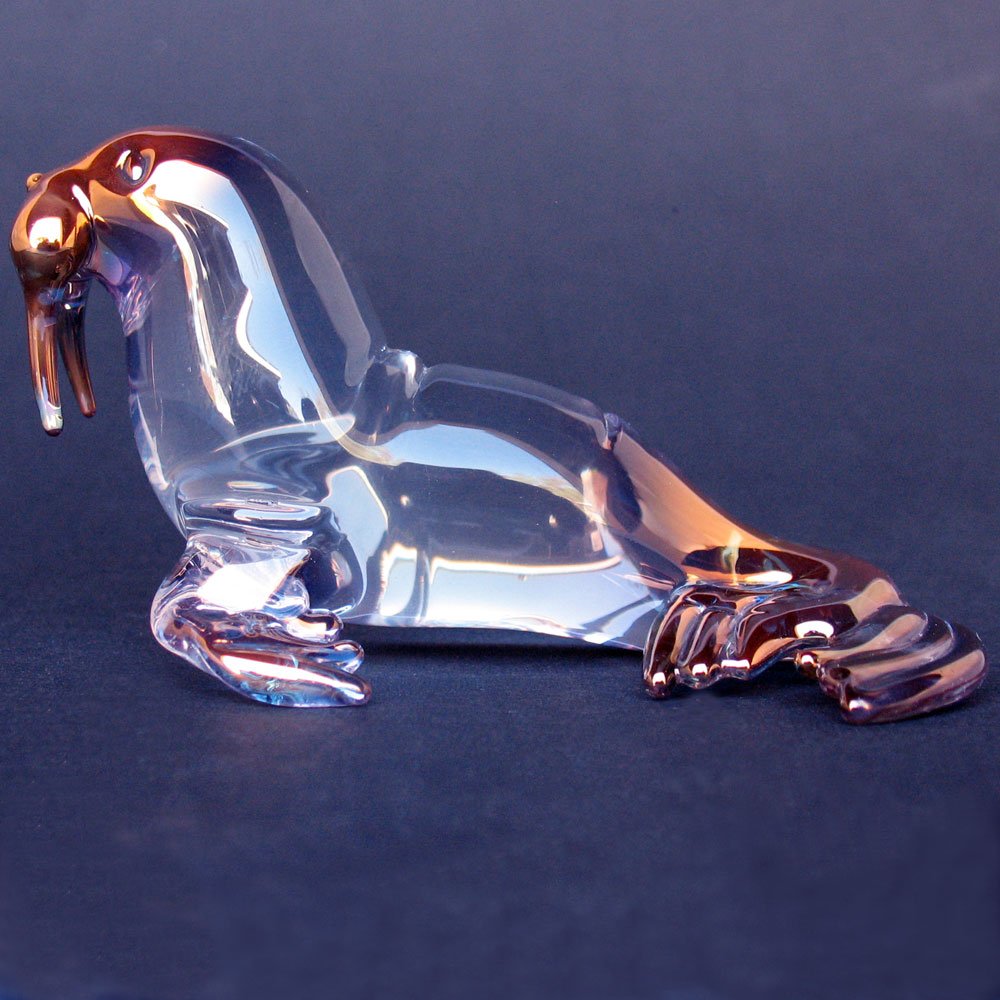 Hand Blown Glass Walrus Figurine - Unique Artisan Home Decor | Perfect for Shelf Displays, Gift Giving & Coastal Themed Decorations