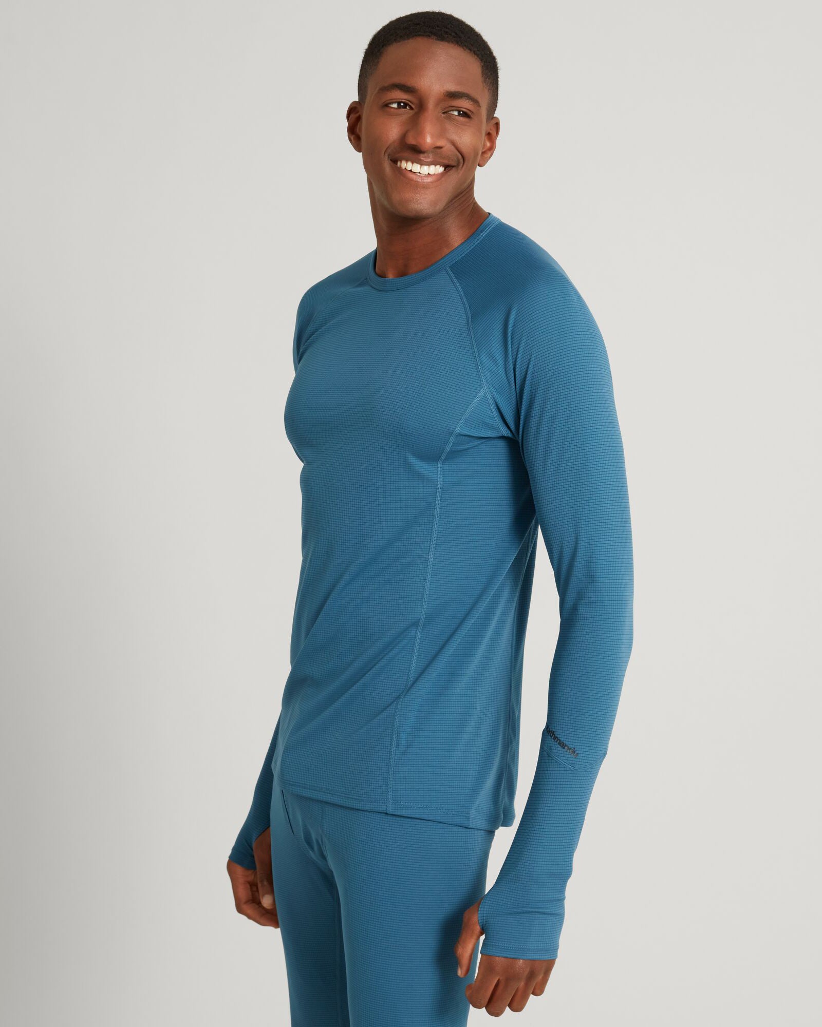 KMDAction Men's Long Sleeve Athletic Shirt - Moisture Wicking Steel Blue Workout Top for Running, Gym & Outdoor Activities