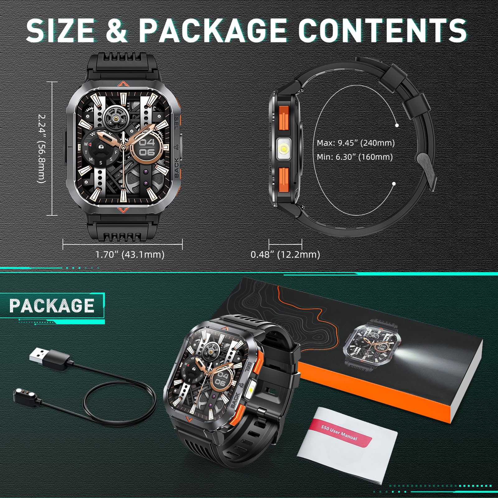 Military Smart Watch for Men - 2.02