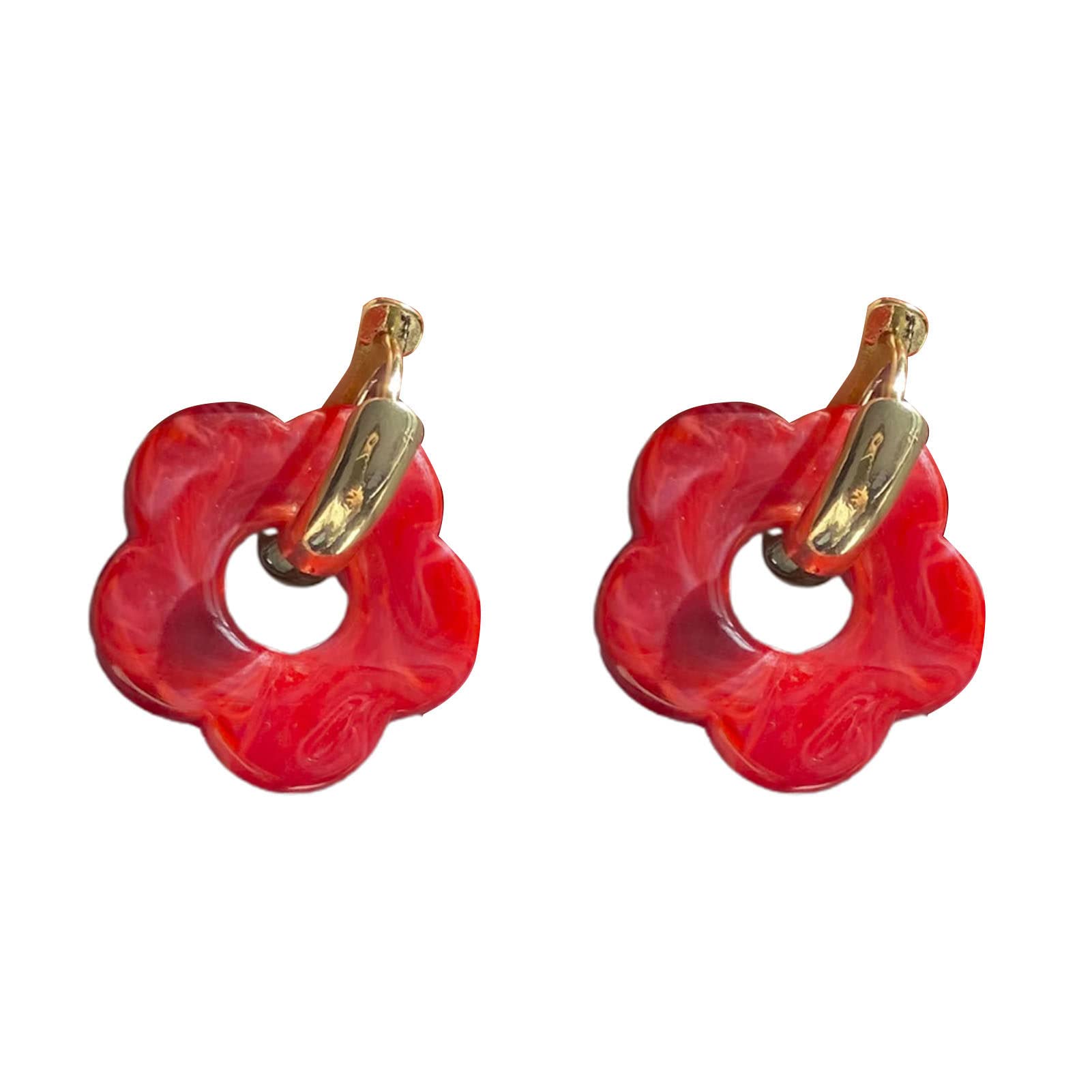 Exquisite Flower-Shaped Resin Hollow-Out Earrings for Women - Delicate Handmade Jewelry Accessories for Parties, Weddings & Daily Wear