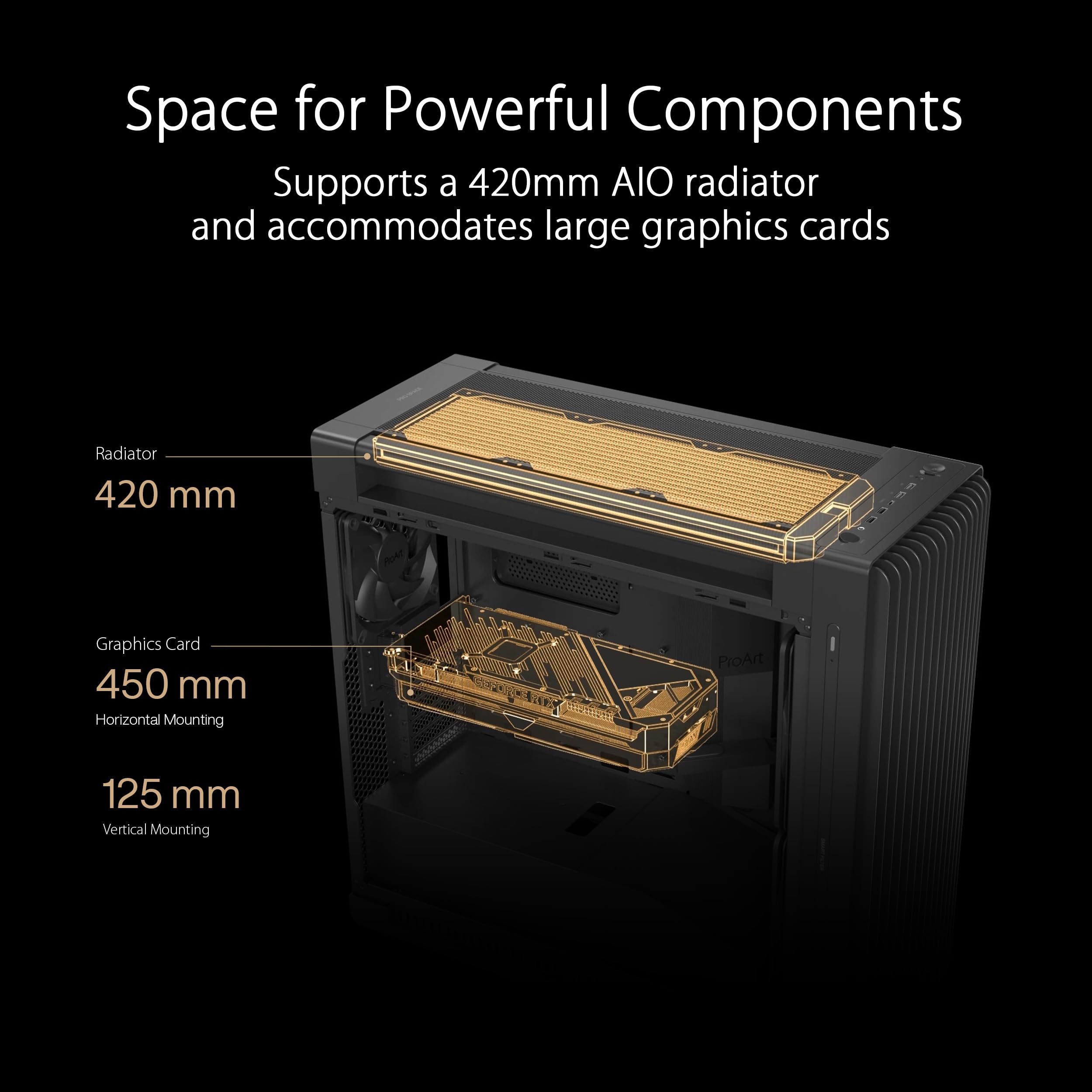 ASUS ProArt PA602 E-ATX PC Case - Supports 420mm Radiator, Includes 1x140mm & 2x200mm Fans, Front IR Dust Indicator, Tool-Free PCIe Mounting - Ideal for High-End Gaming & Professional Workstations