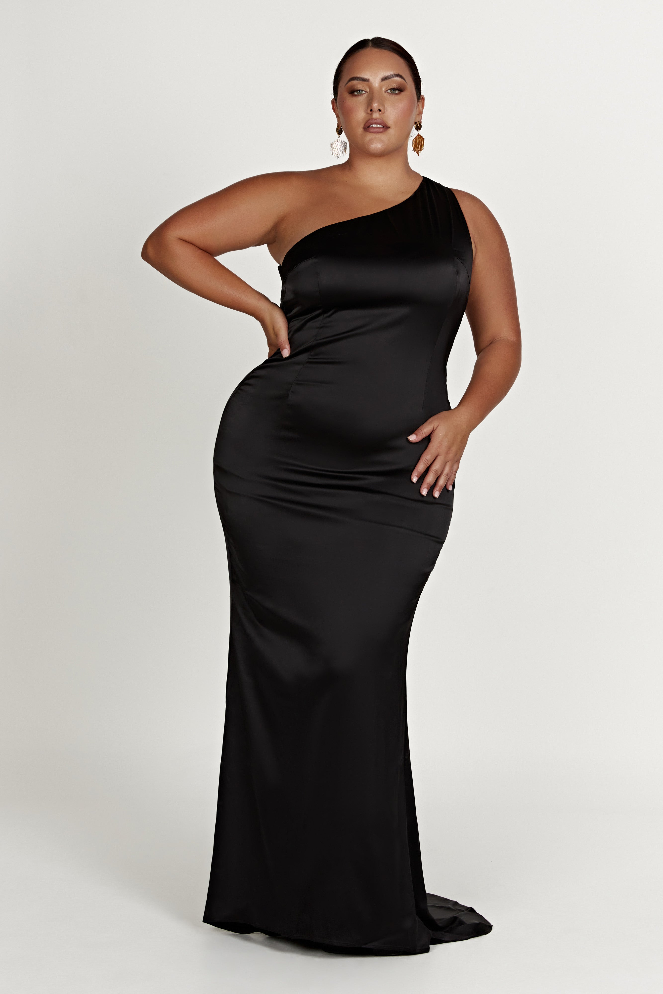Harper One Shoulder Black Gown - Elegant Evening Dress for Prom, Wedding & Formal Events