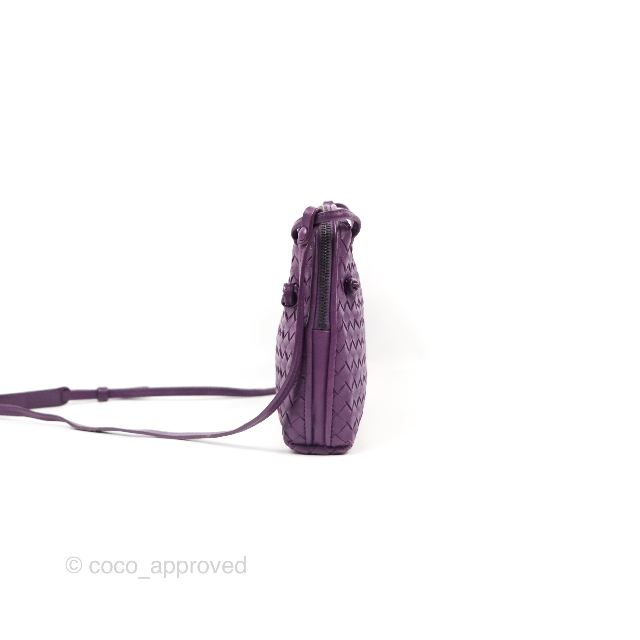 Bottega Veneta Intrecciato Leather Crossbody Bag in Purple | Luxury Designer Handbag for Women | Perfect for Everyday Use, Travel & Special Occasions