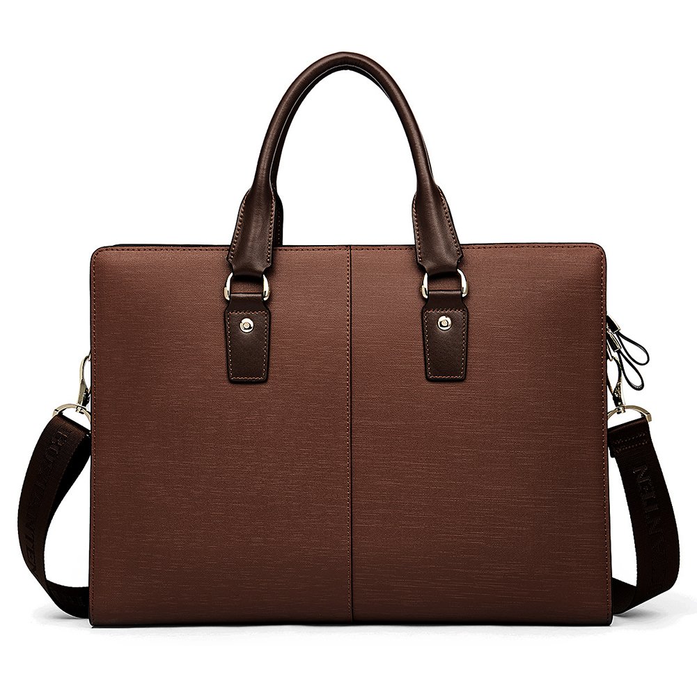 BOSTANTEN Genuine Leather Slim Laptop Briefcase for Men & Women - Professional Business Bag for Lawyers, Office Work, and Business Travel