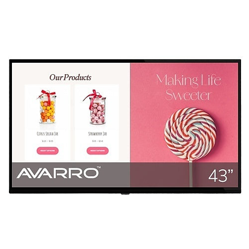 AVARRO V2 P43ES 43-inch 4K Ultra HD Commercial LED Display - Perfect for Digital Signage, Retail Stores, and Conference Room Presentations