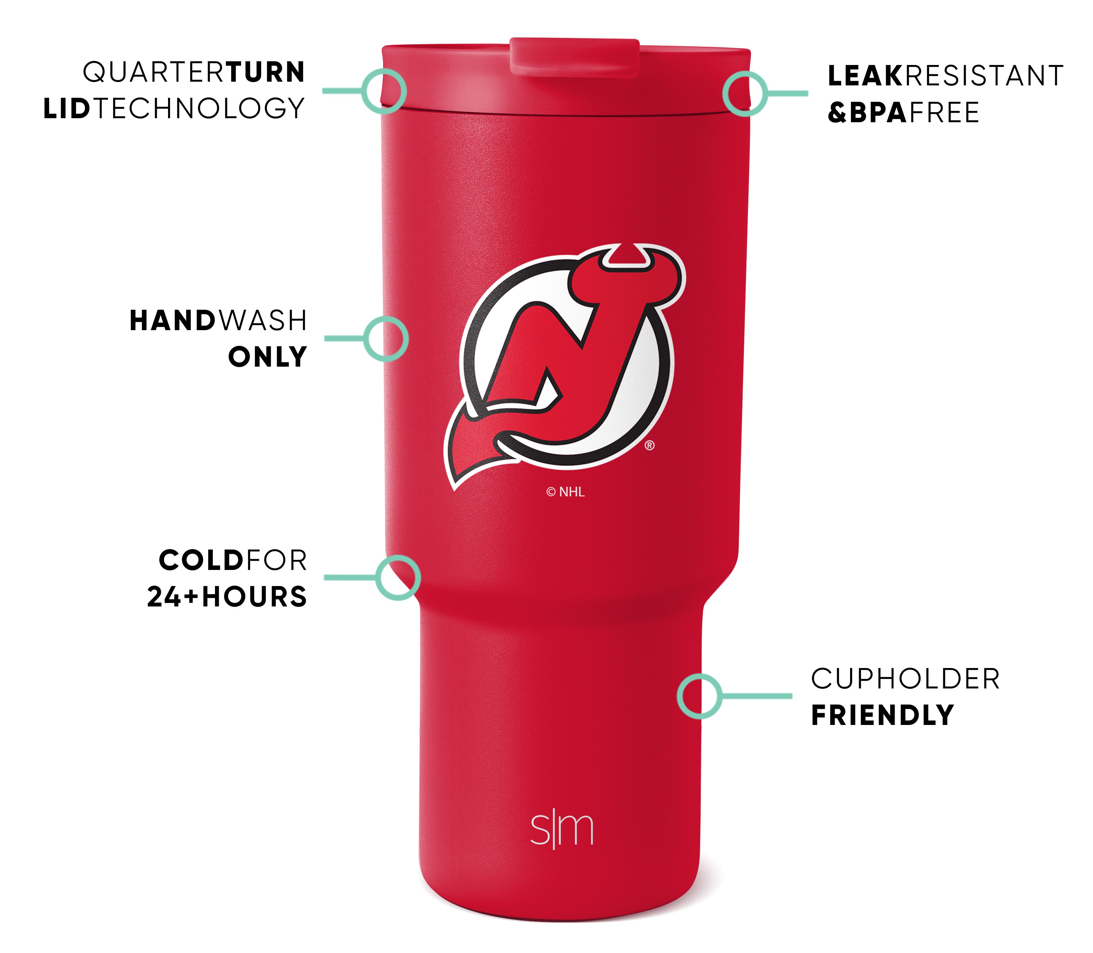 NHL Trek Tumbler 20oz Insulated Stainless Steel Water Bottle with Lid - Leakproof Travel Mug for Hockey Fans - Perfect for Game Day, Camping & Outdoor Activities